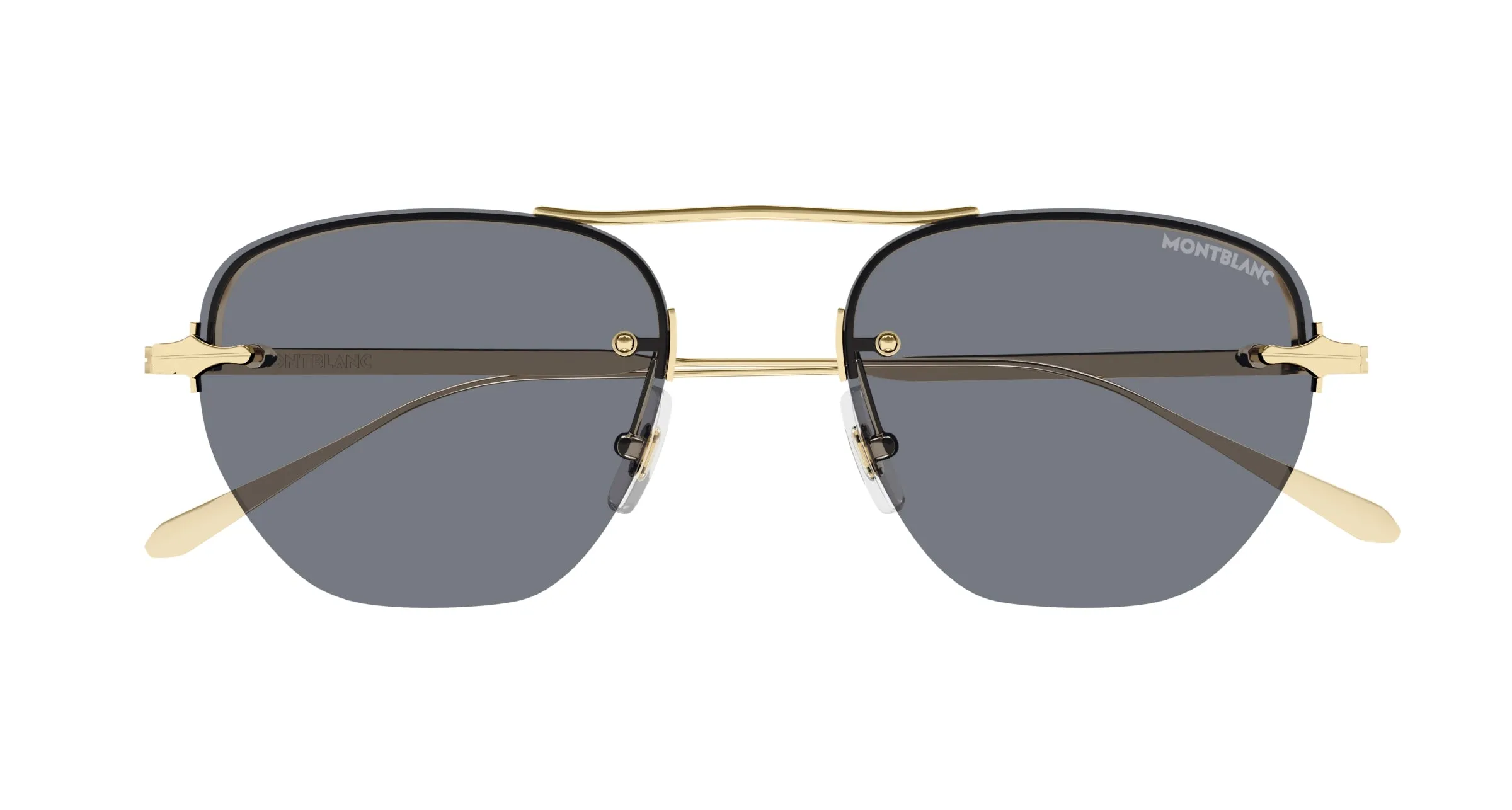 Montblanc MB0404S 001 Occhiali da sole Metallo Oro Grigio Rotonda - immagine 2