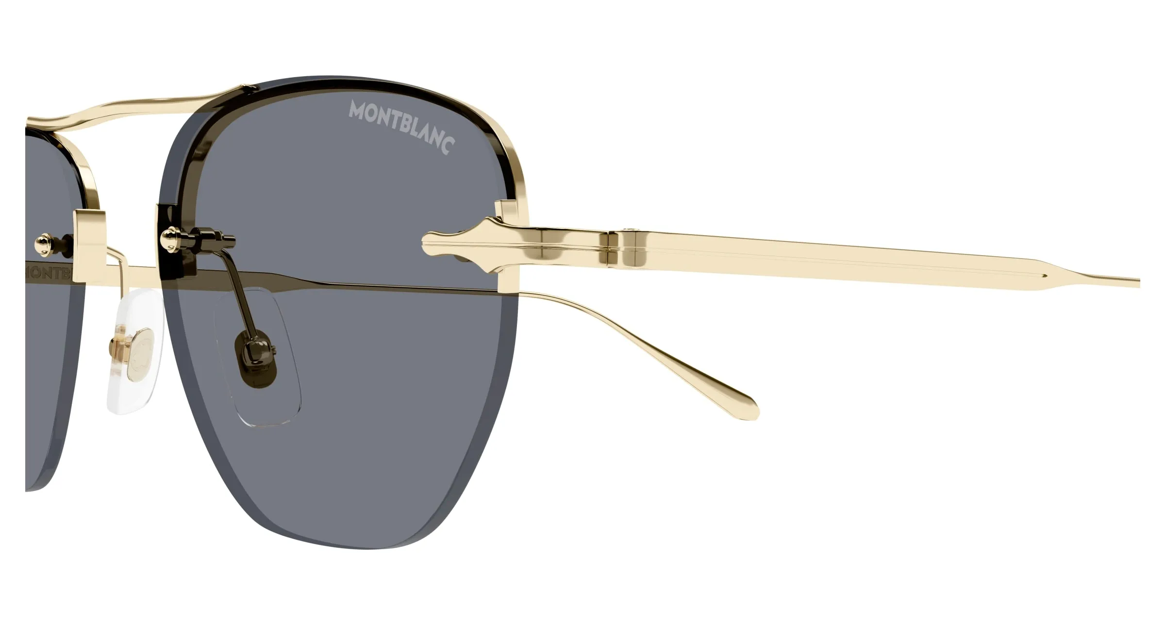 Montblanc MB0404S 001 Occhiali da sole Metallo Oro Grigio Rotonda - immagine 3