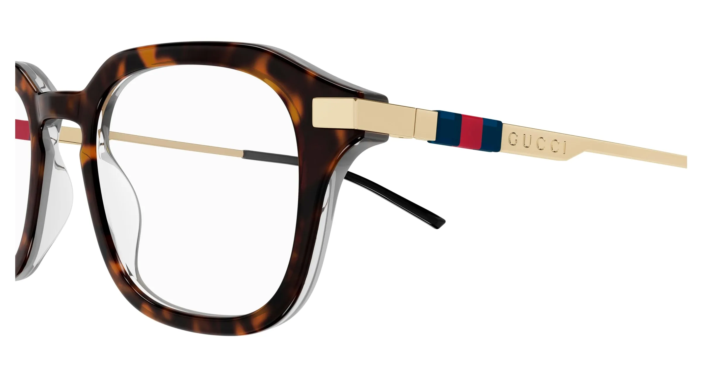 Gucci GG1891O 002 Montature da vista Acetato Havana Trasparente Squadrata - immagine 3