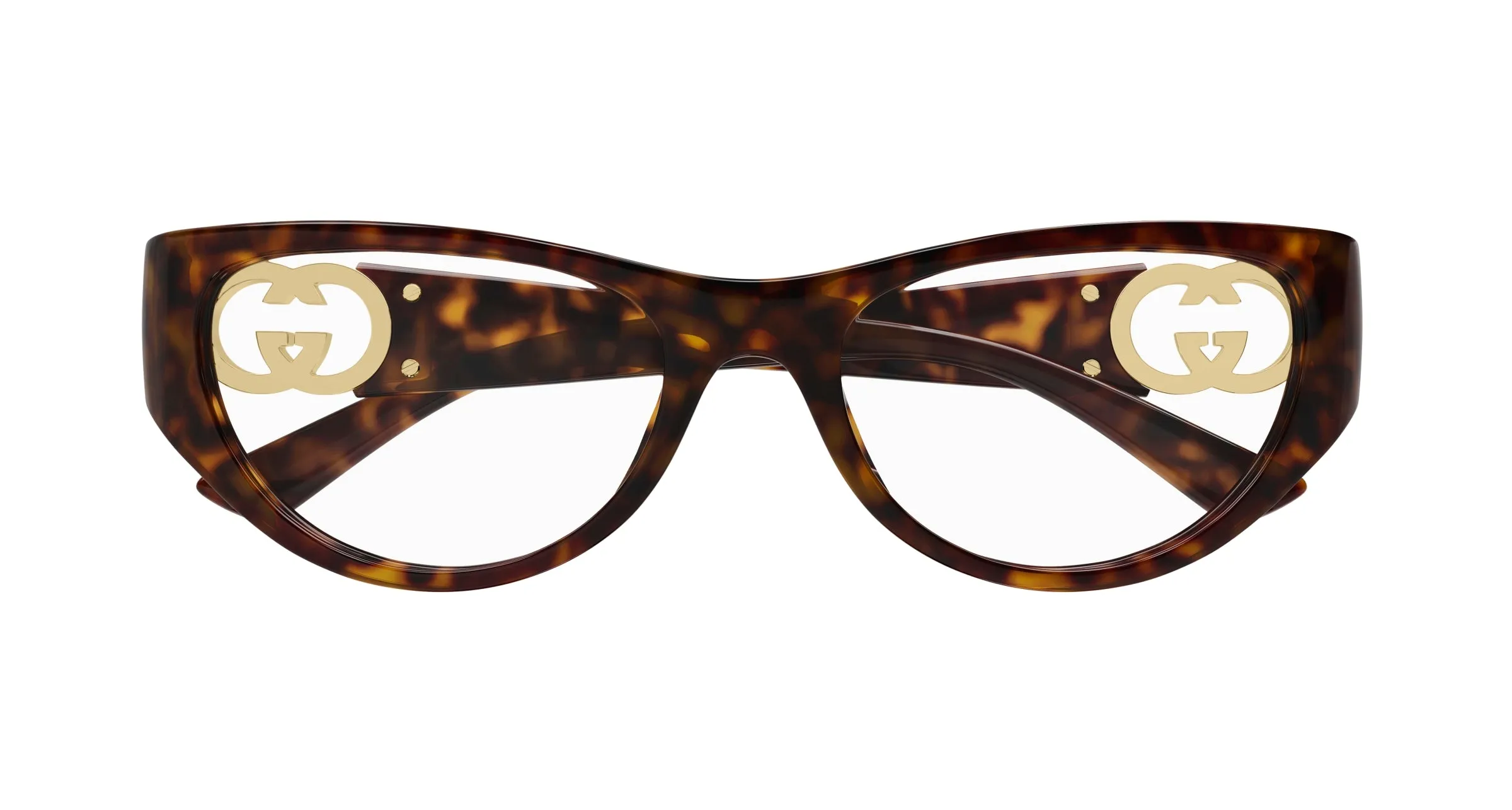 Gucci GG1825O 002 Montature da vista Iniettato Havana Trasparente Cat Eye - immagine 2