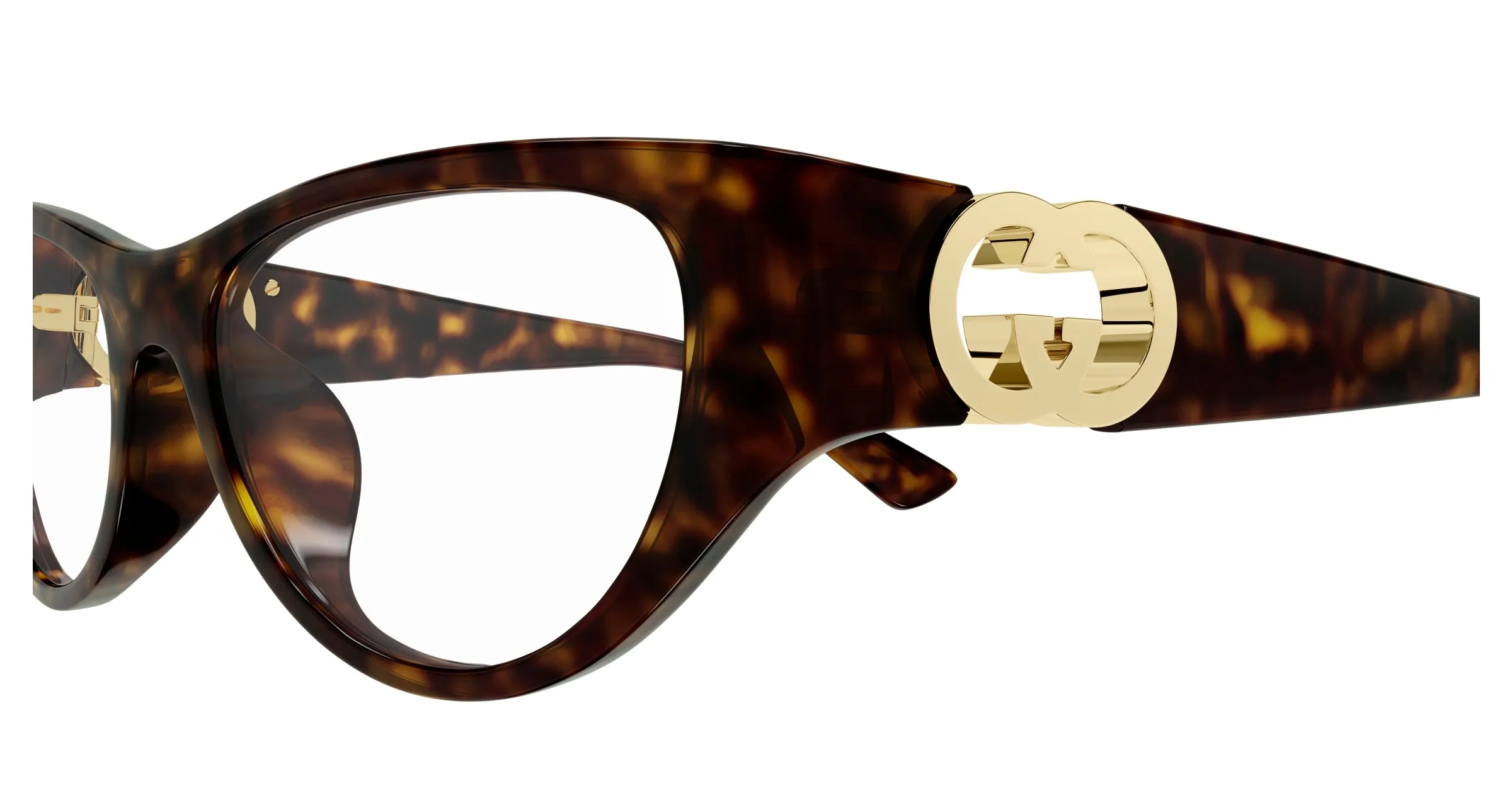 Gucci GG1825O 002 Montature da vista Iniettato Havana Trasparente Cat Eye - immagine 3