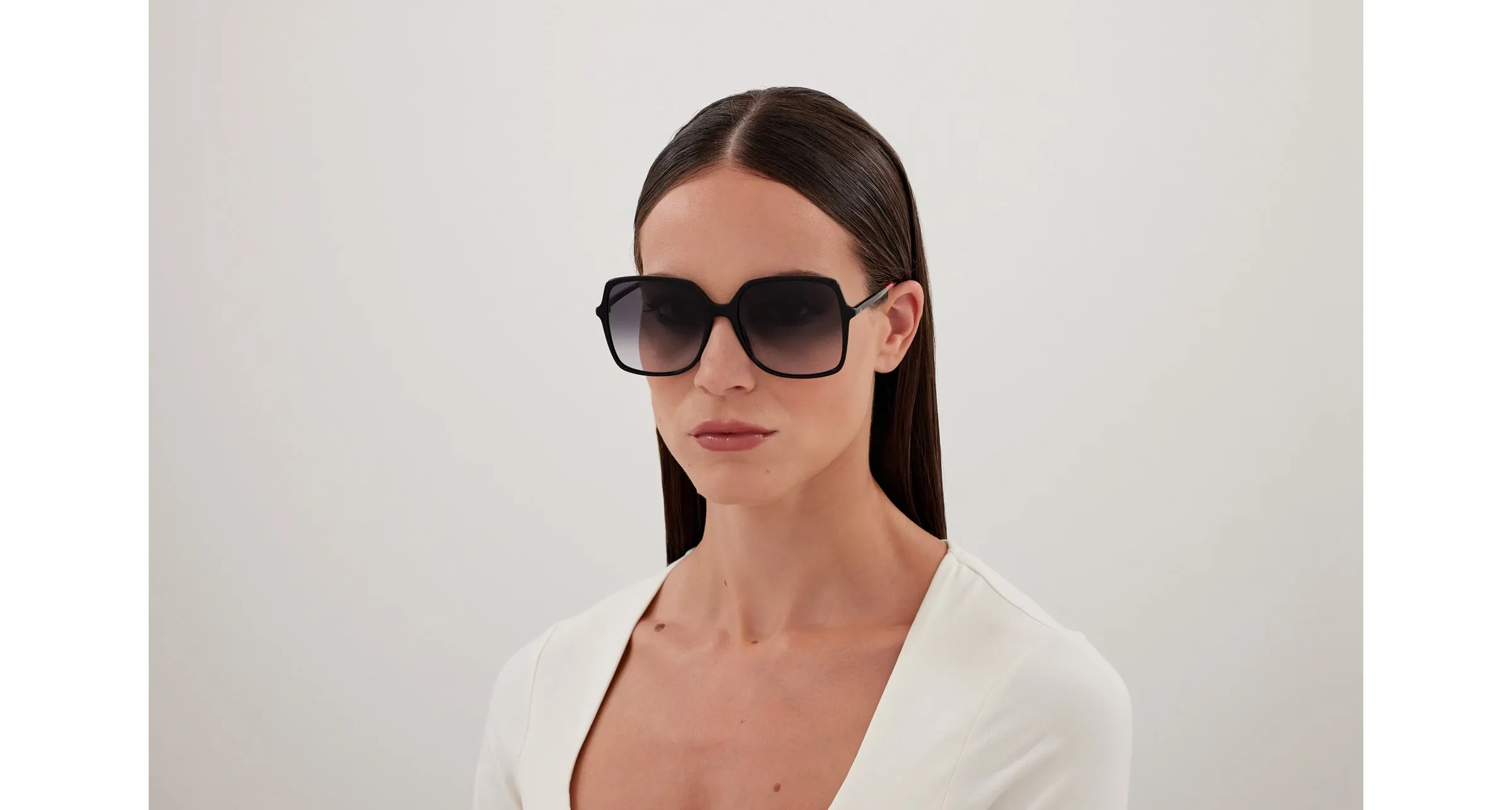 Gucci GG0544S 007 Occhiali da sole Acetato Nero Grigio Squadrata - immagine 4