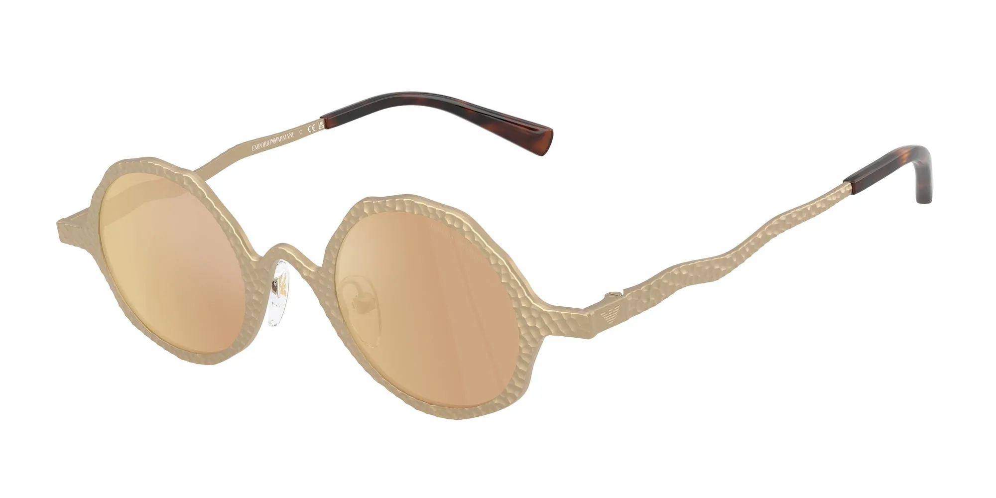 Emporio Armani EA2166 30027J Occhiali da sole Metallo Oro Marrone Rotonda Specchiate - immagine 1