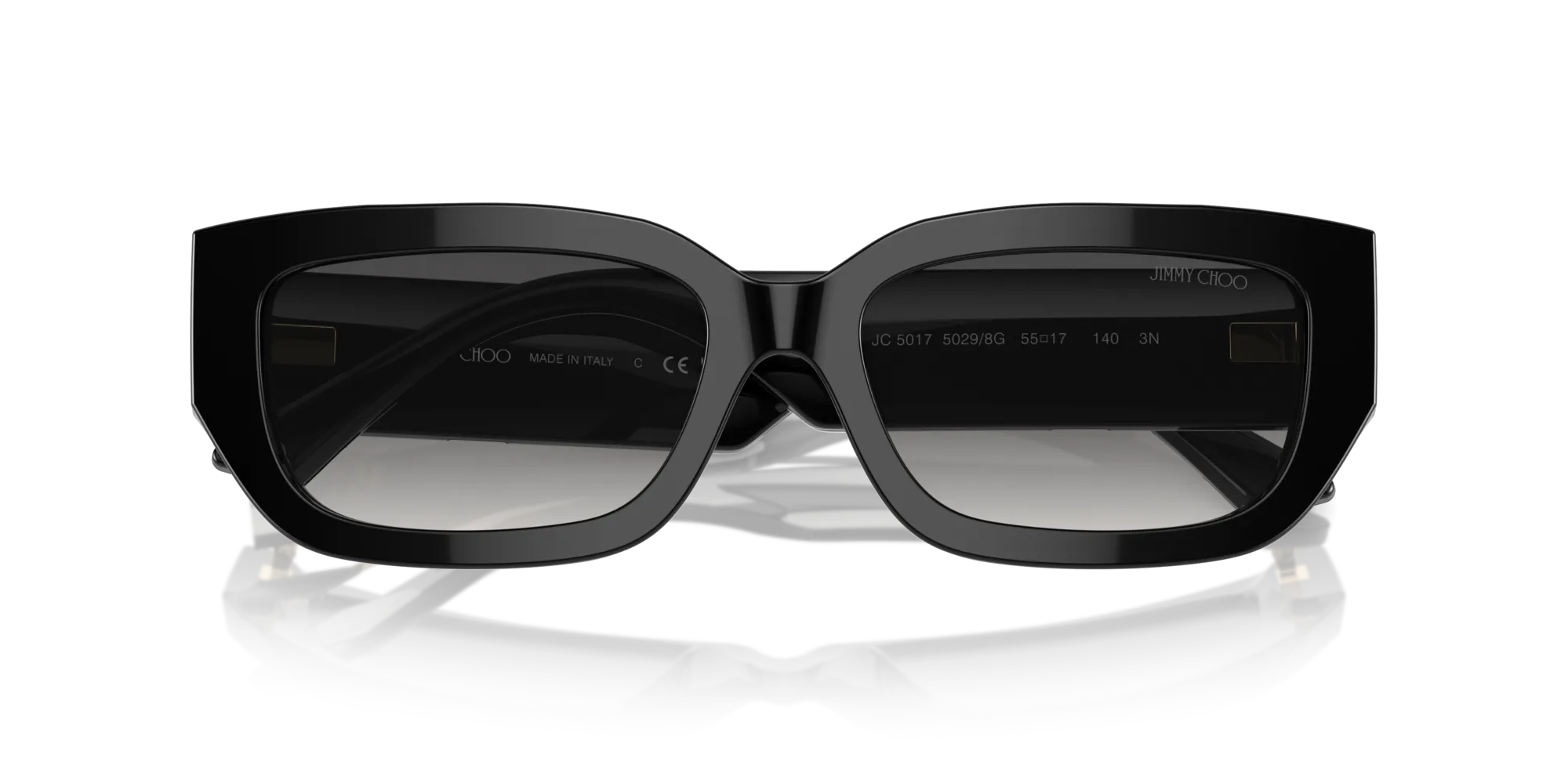 Jimmy Choo JC5017 50298G Occhiali da sole Acetato Nero Grigio Pillow Normale Sfumato - immagine 3