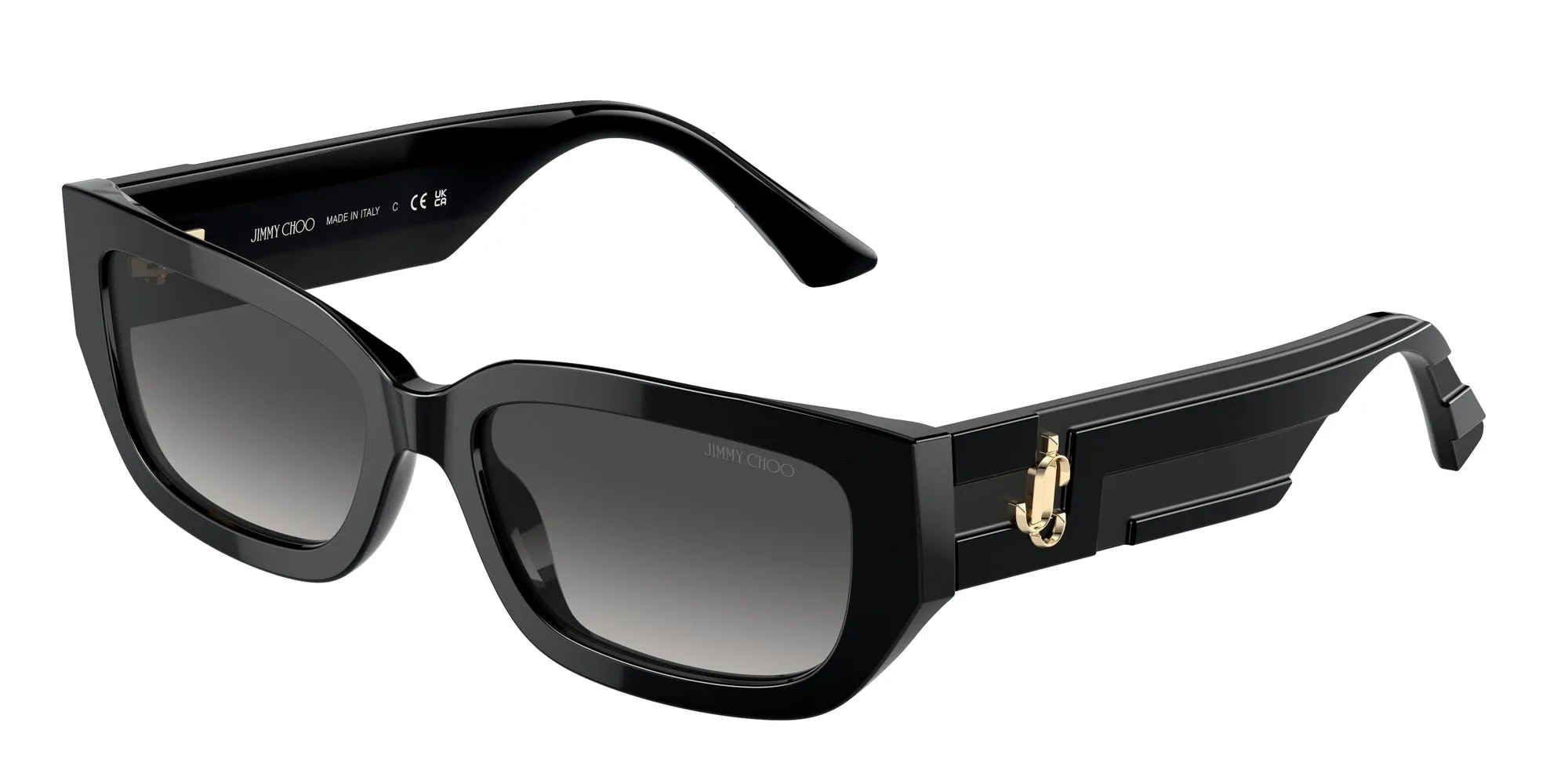 Jimmy Choo JC5017 50008G Occhiali da sole Acetato Nero Grigio Pillow Normale Sfumato - immagine 1