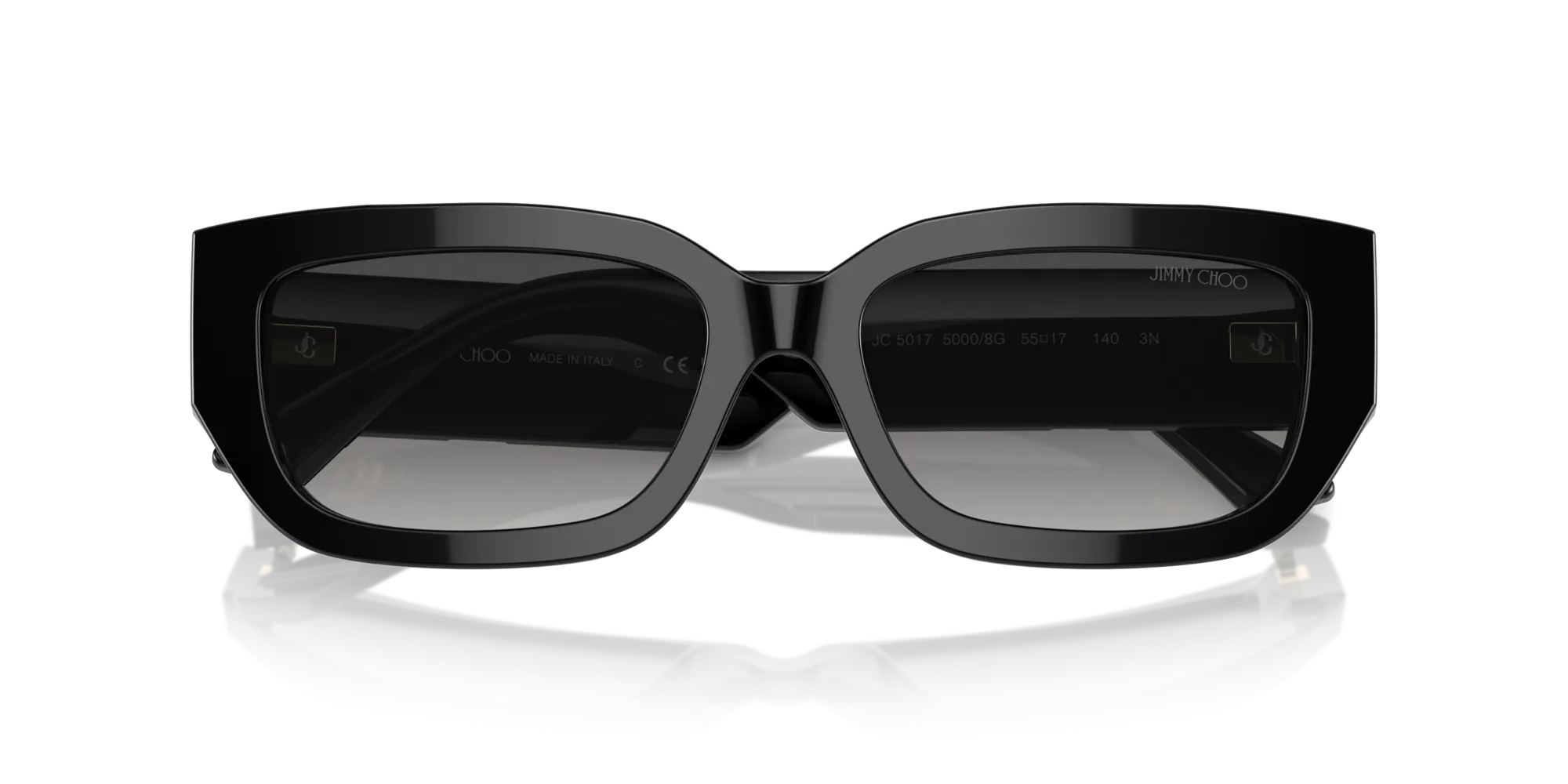 Jimmy Choo JC5017 50008G Occhiali da sole Acetato Nero Grigio Pillow Normale Sfumato - immagine 3