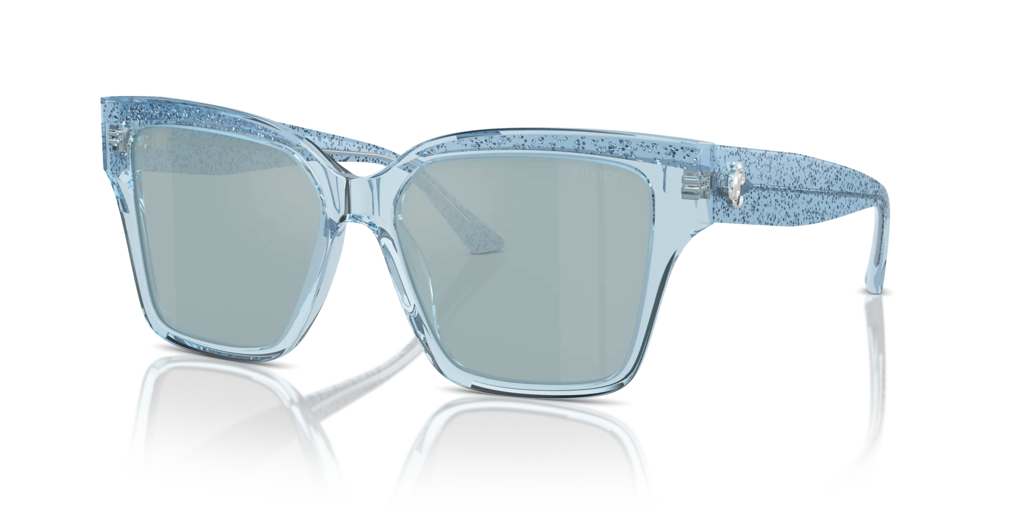 Jimmy Choo JC5003 50387C Occhiali da sole Acetato Azzurro Azzurro Pillow Normale Specchiato - immagine 4