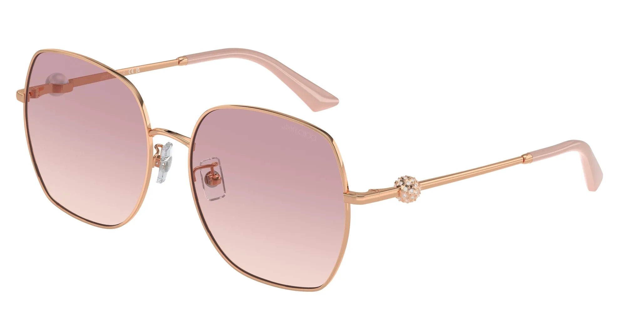 Jimmy Choo JC4008HD 300868 Occhiali da sole Metallo Oro Rosa Squadrata Normale Sfumato - immagine 1