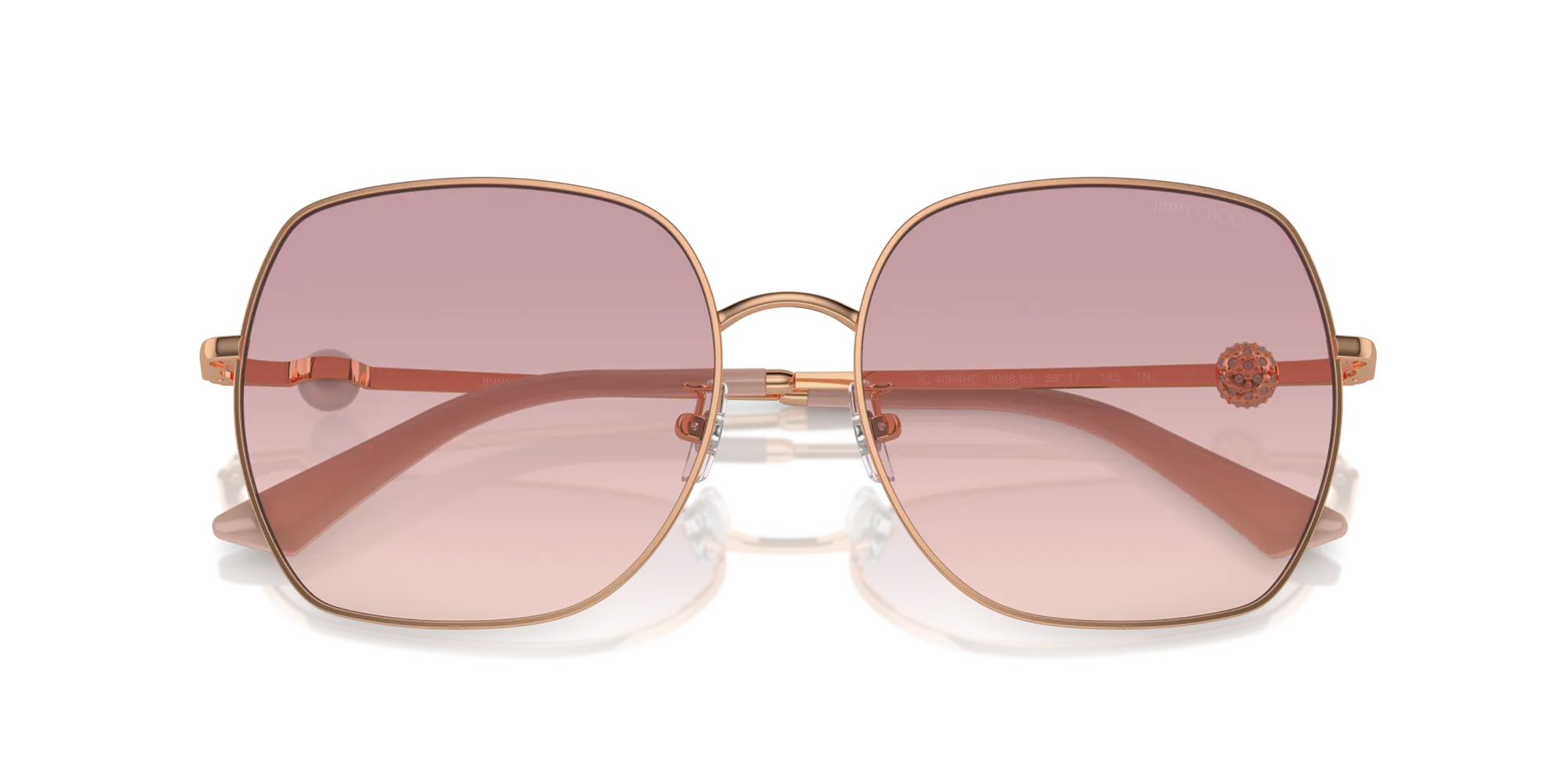 Jimmy Choo JC4008HD 300868 Occhiali da sole Metallo Oro Rosa Squadrata Normale Sfumato - immagine 2