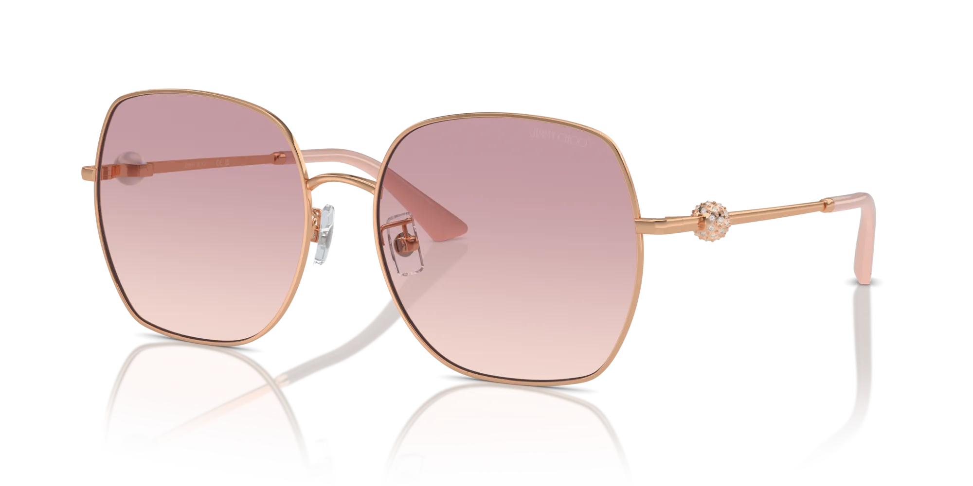 Jimmy Choo JC4008HD 300868 Occhiali da sole Metallo Oro Rosa Squadrata Normale Sfumato - immagine 4