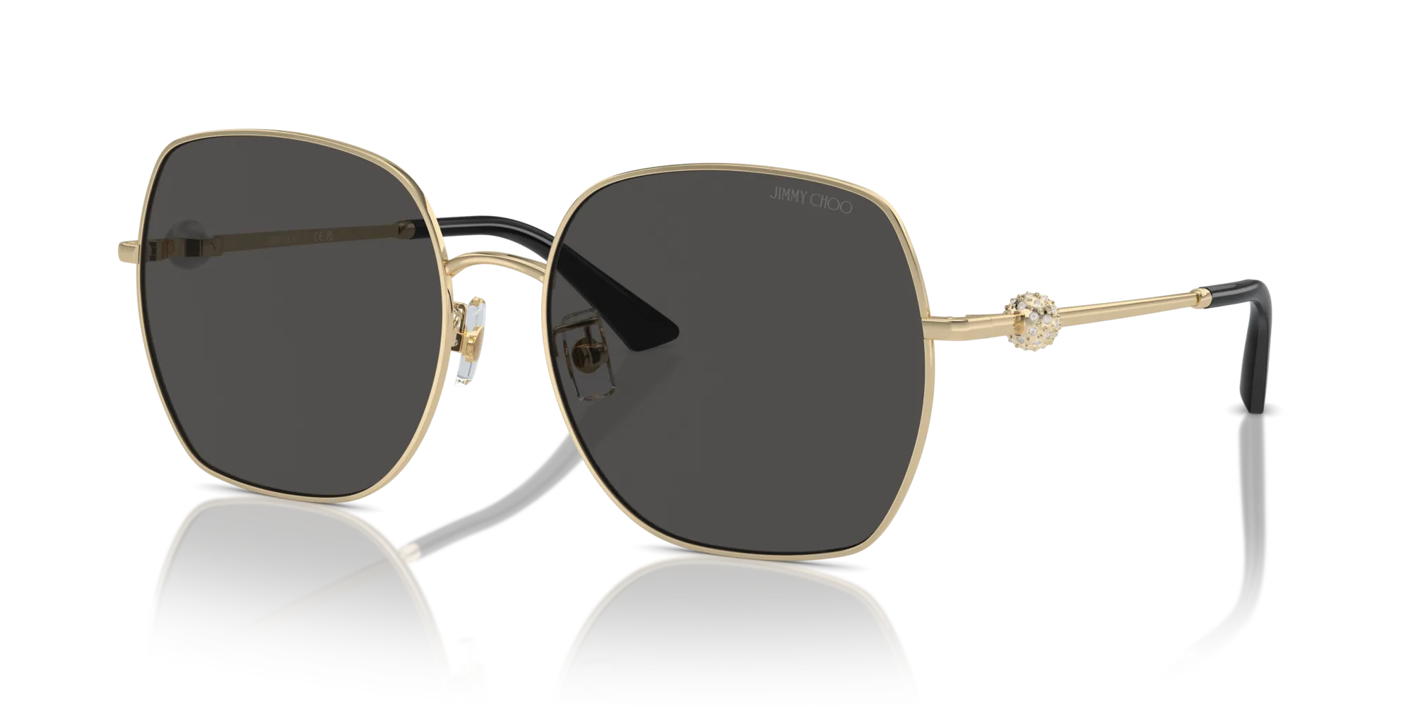 Jimmy Choo JC4008HD 300687 Occhiali da sole Metallo Oro Grigio Squadrata Normale - immagine 4