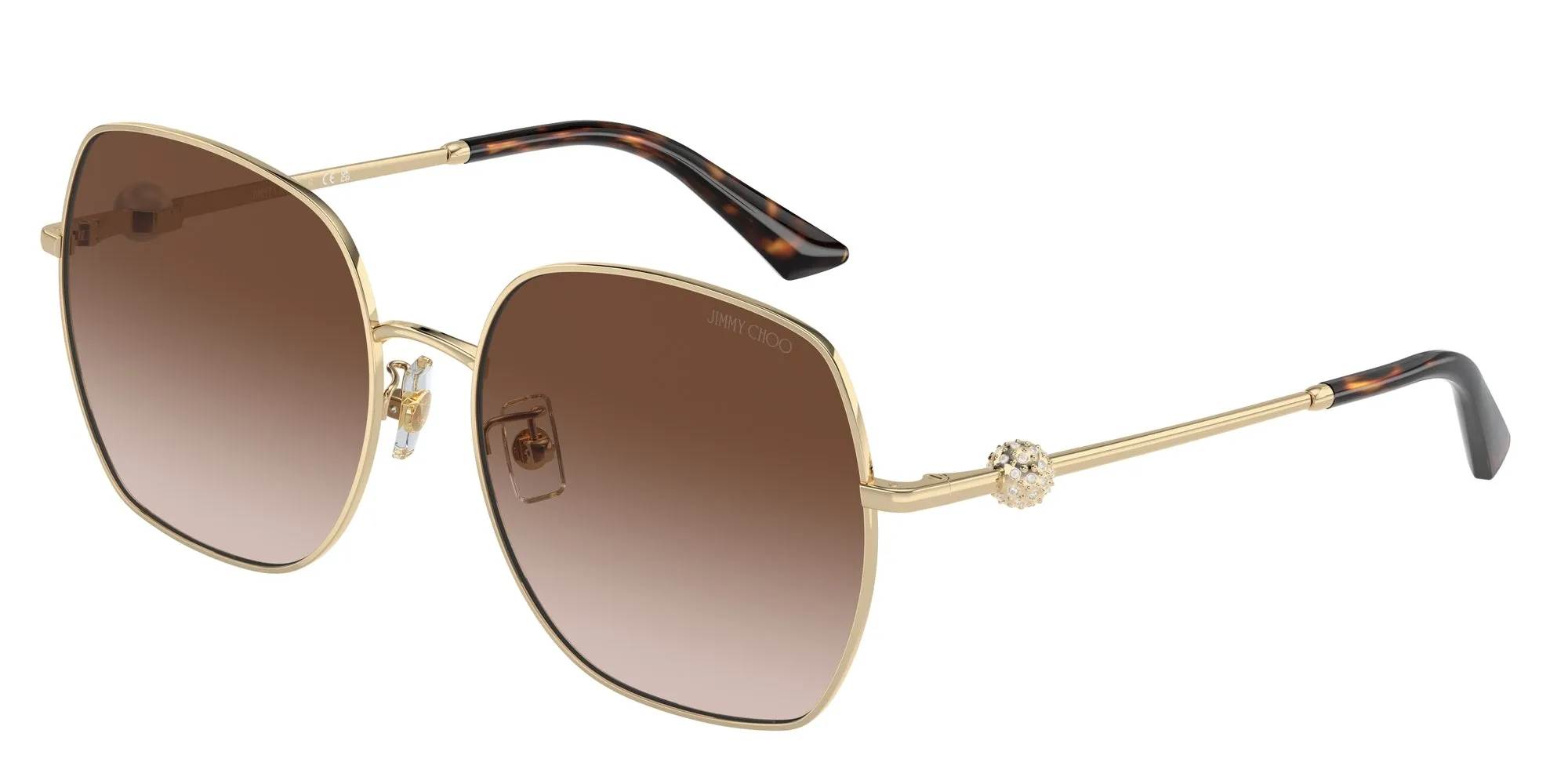 Jimmy Choo JC4008HD 300613 Occhiali da sole Metallo Oro Marrone Squadrata Normale Sfumato - immagine 1
