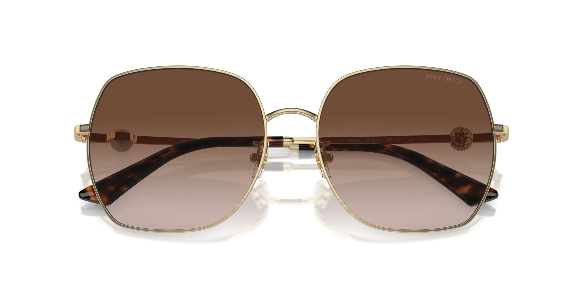 Jimmy Choo JC4008HD 300613 Occhiali da sole Metallo Oro Marrone Squadrata Normale Sfumato - immagine 2