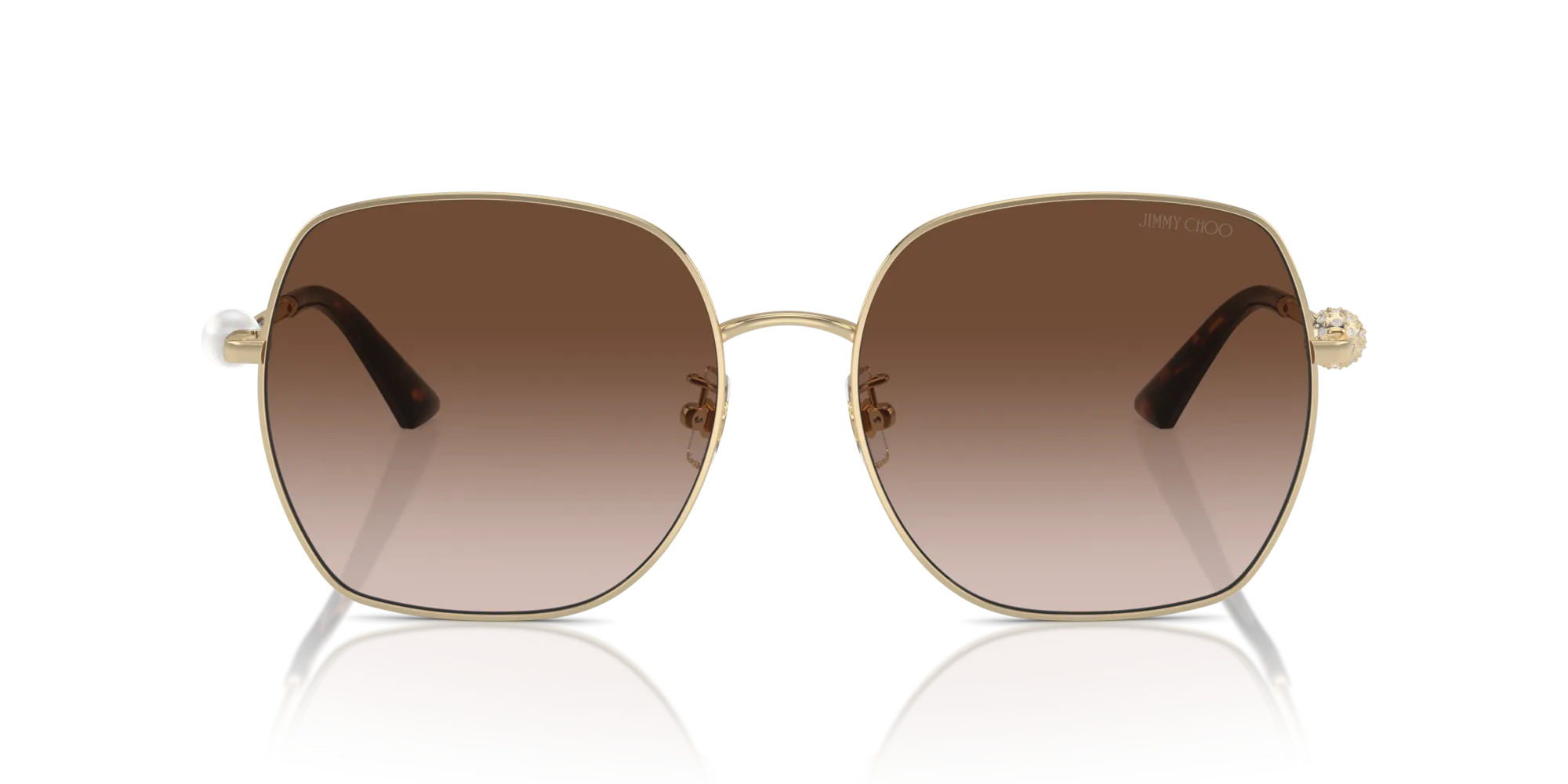 Jimmy Choo JC4008HD 300613 Occhiali da sole Metallo Oro Marrone Squadrata Normale Sfumato - immagine 3