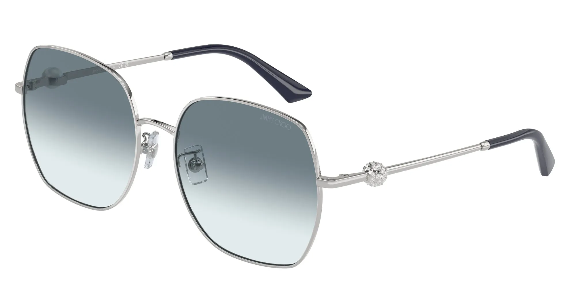 Jimmy Choo JC4008HD 300219 Occhiali da sole Metallo Argento Blu Squadrata Normale Sfumato - immagine 1
