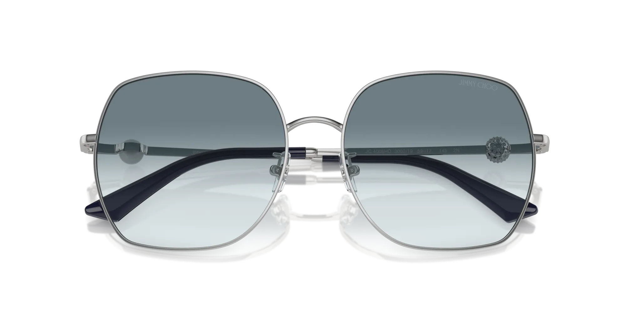 Jimmy Choo JC4008HD 300219 Occhiali da sole Metallo Argento Blu Squadrata Normale Sfumato - immagine 2