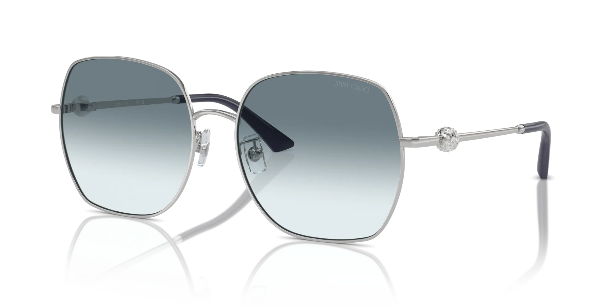 Jimmy Choo JC4008HD 300219 Occhiali da sole Metallo Argento Blu Squadrata Normale Sfumato - immagine 4