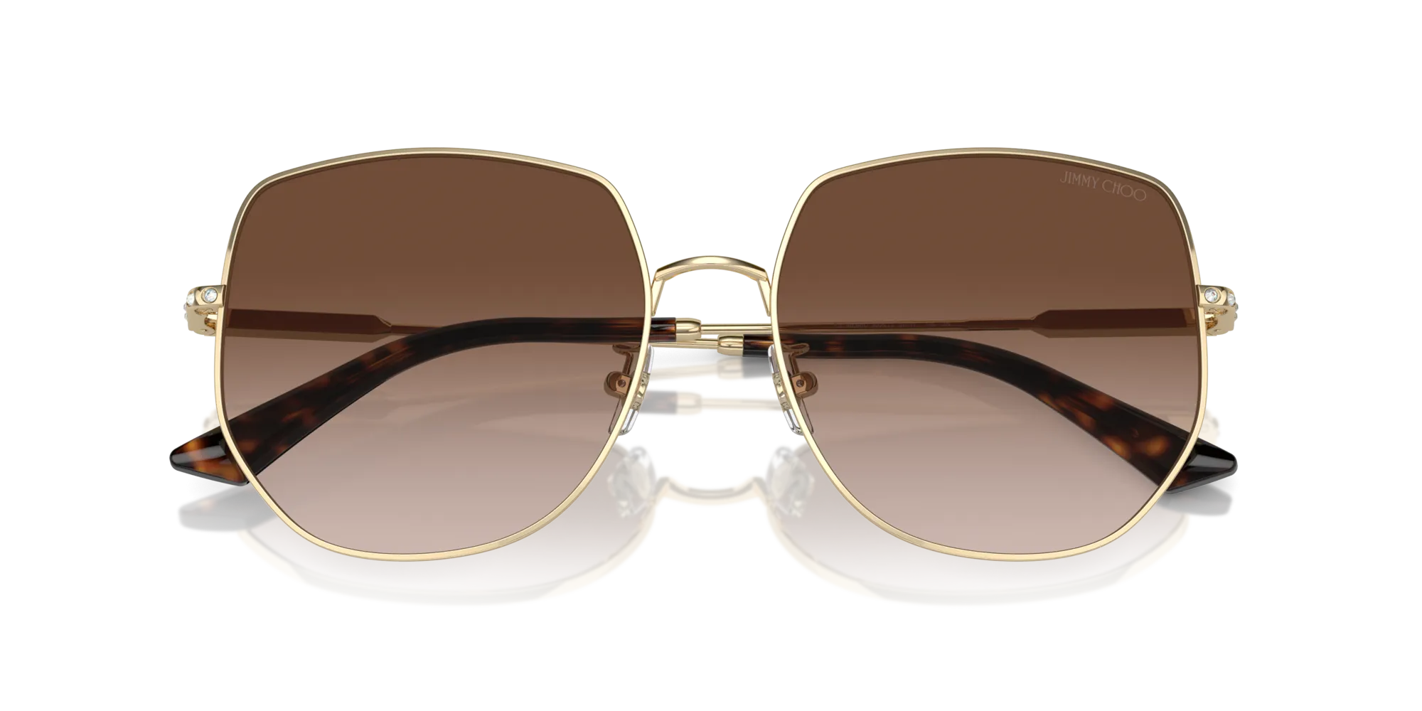 Jimmy Choo JC4006BD 300613 Occhiali da sole Metallo Oro Marrone Pantos Normale Sfumato - immagine 2