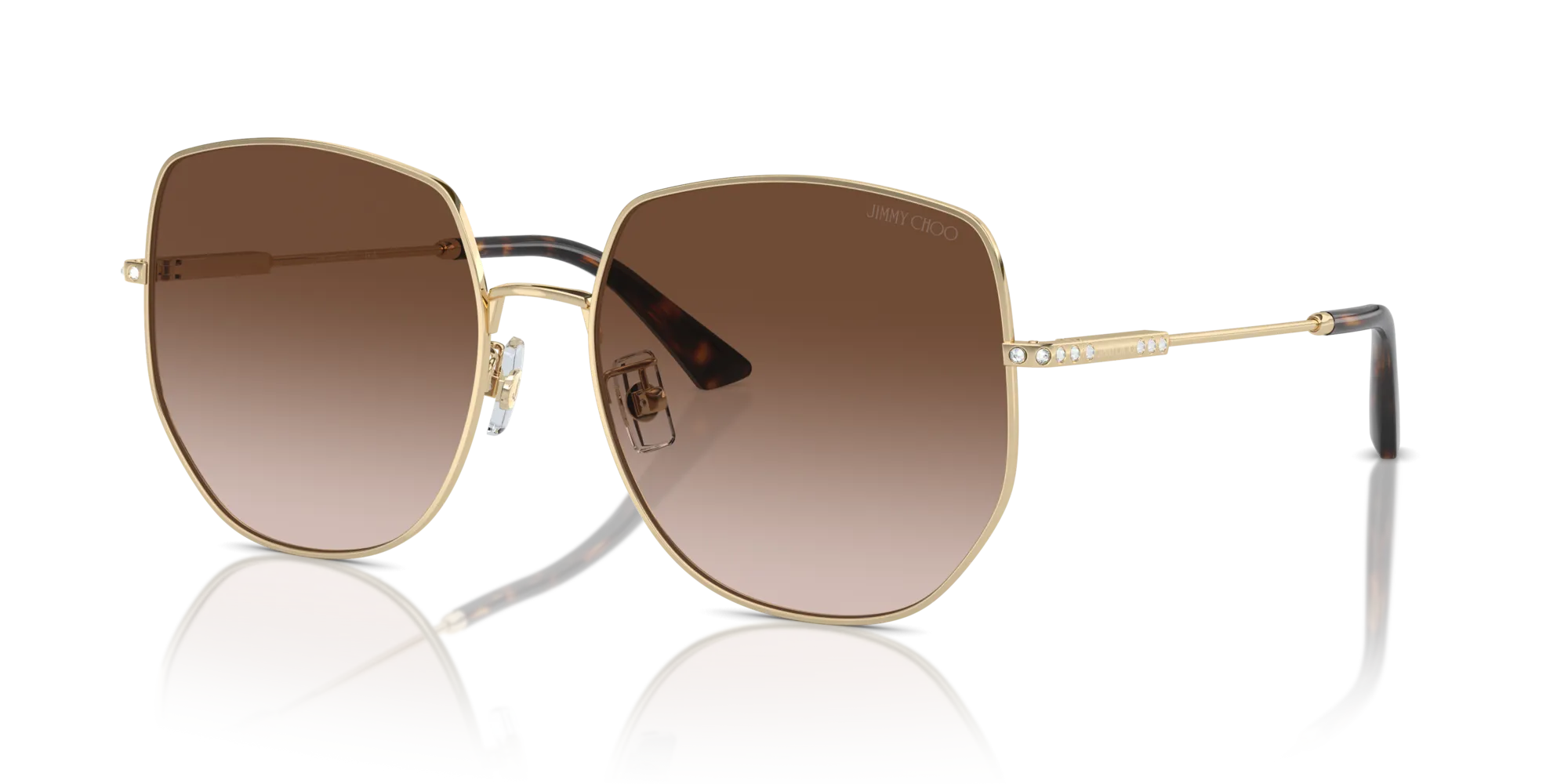 Jimmy Choo JC4006BD 300613 Occhiali da sole Metallo Oro Marrone Pantos Normale Sfumato - immagine 4