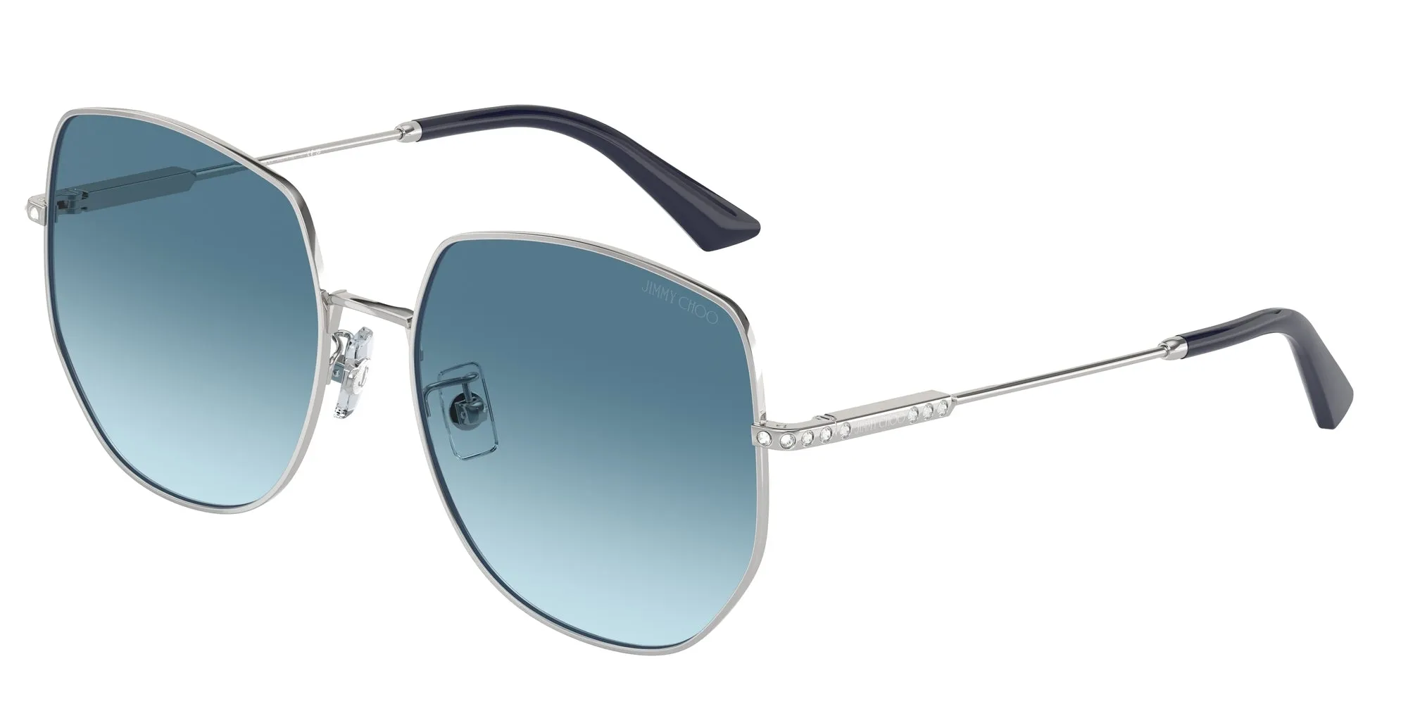 Jimmy Choo JC4006BD 300219 Occhiali da sole Metallo Argento Blu Pantos Normale Sfumato - immagine 1