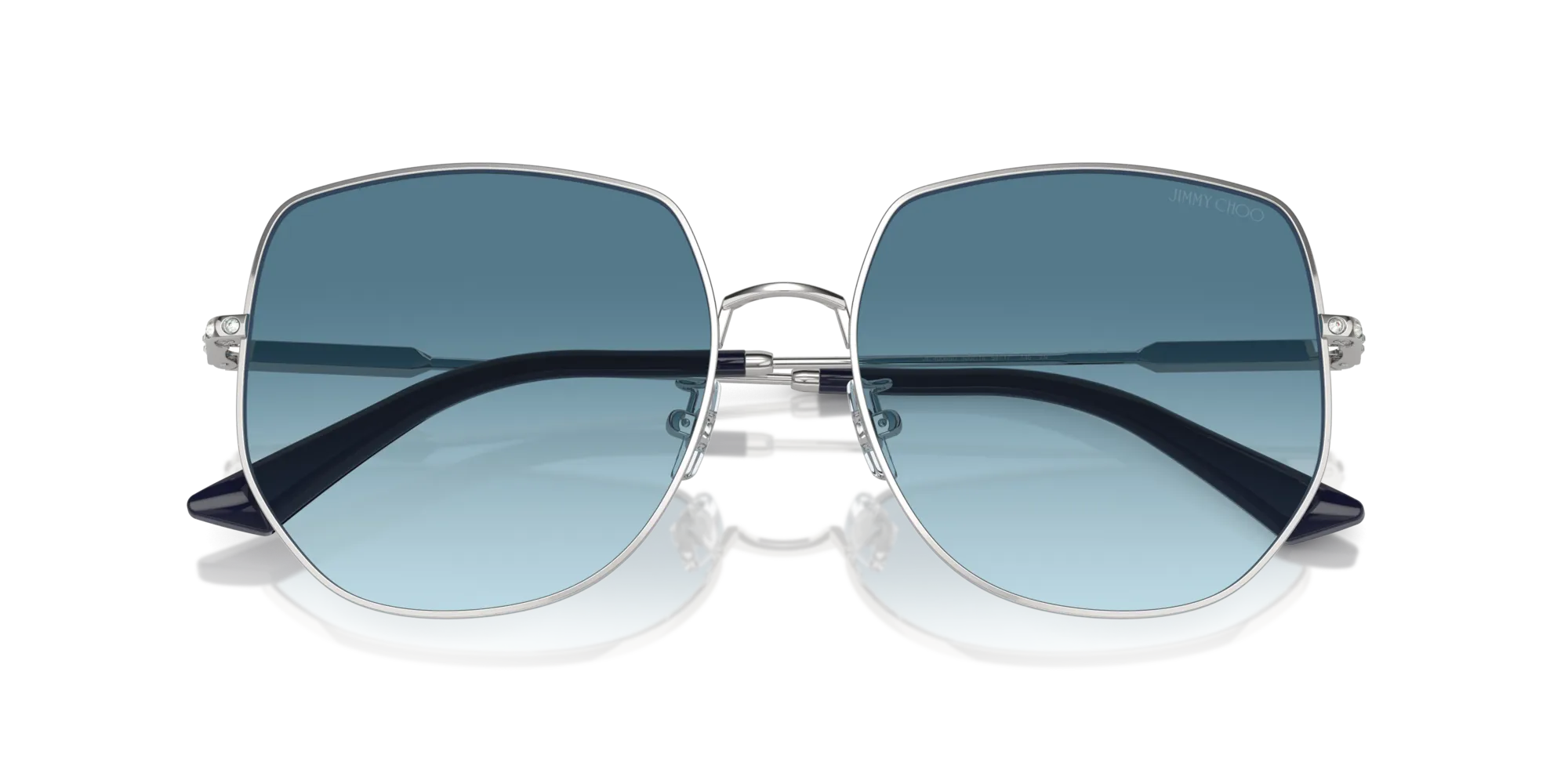 Jimmy Choo JC4006BD 300219 Occhiali da sole Metallo Argento Blu Pantos Normale Sfumato - immagine 2