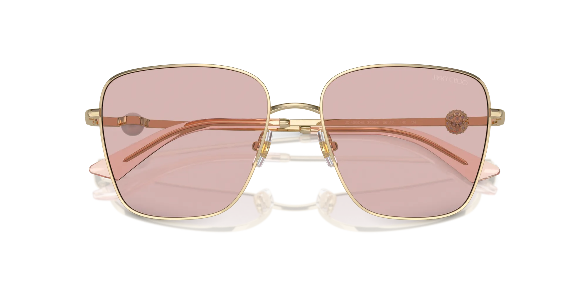 Jimmy Choo JC4005HB 3006/5 Occhiali da sole Metallo Oro Rosa Pillow Normale - immagine 2