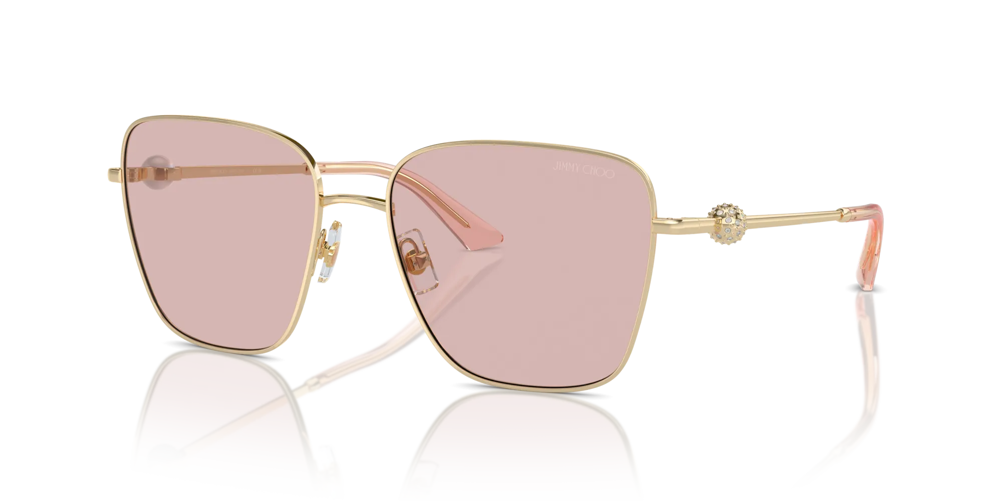 Jimmy Choo JC4005HB 3006/5 Occhiali da sole Metallo Oro Rosa Pillow Normale - immagine 4