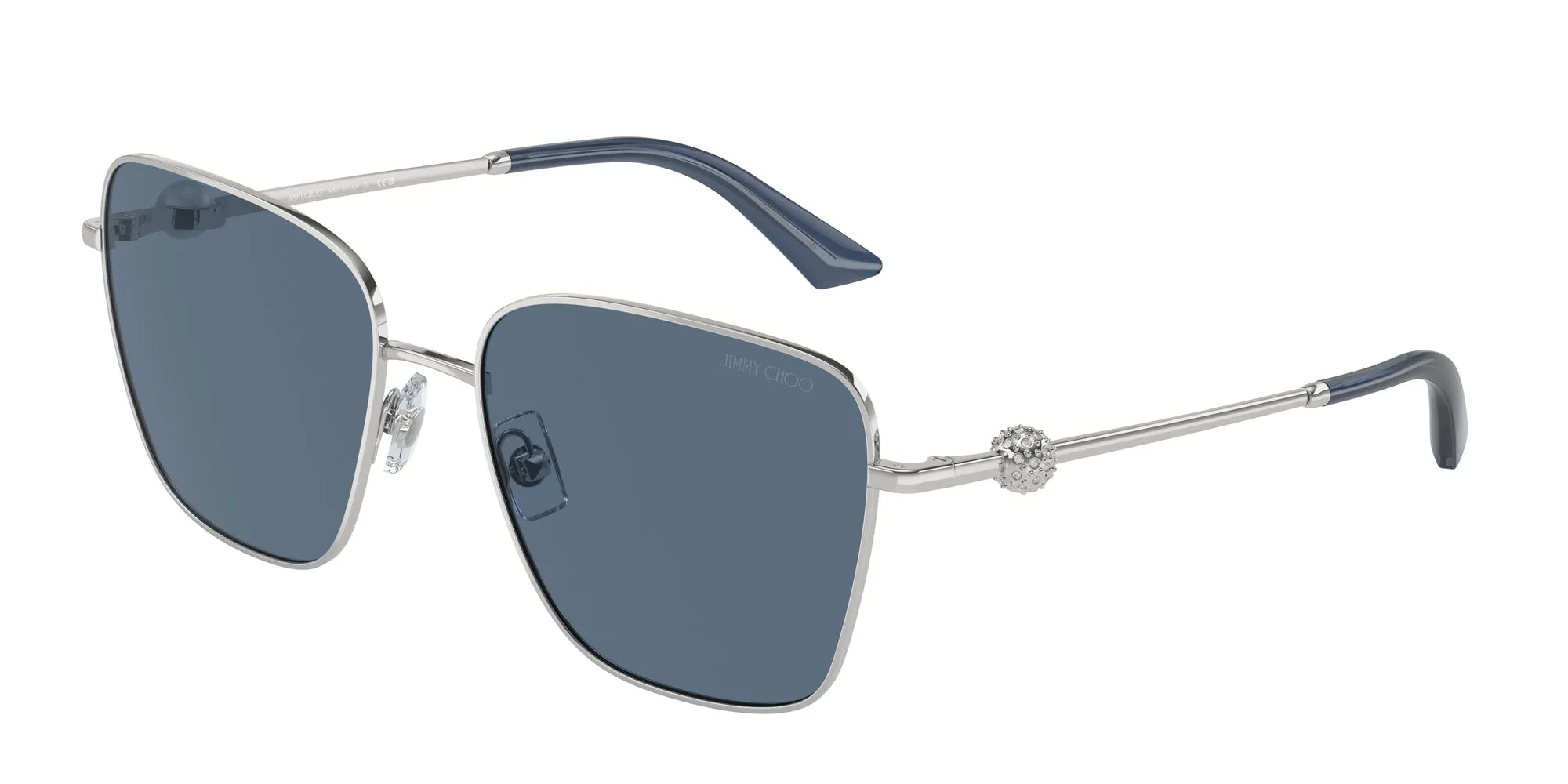 Jimmy Choo JC4005HB 300280 Occhiali da sole Metallo Argento Blu Pillow Normale - immagine 1