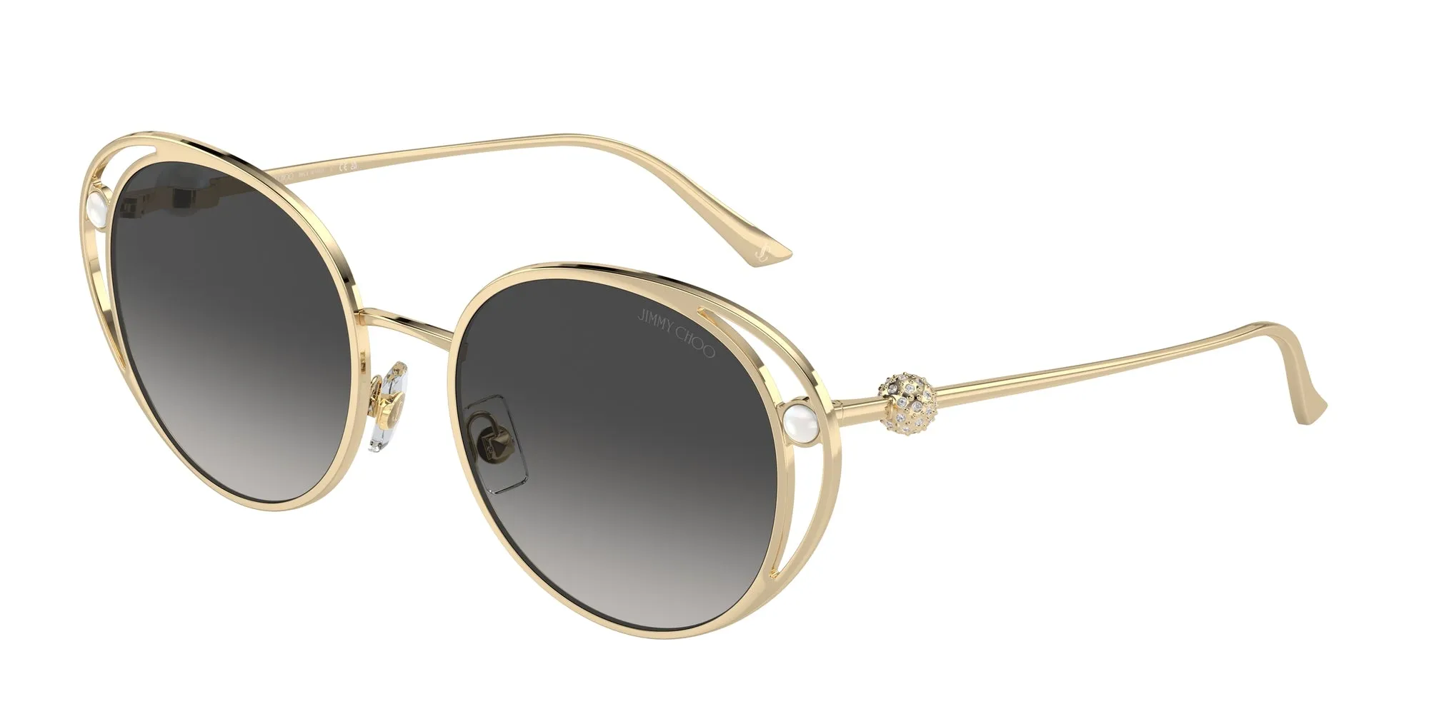 Jimmy Choo JC4003HB 30068G Occhiali da sole Metallo Oro Grigio Rotonda Normale Sfumato - immagine 1