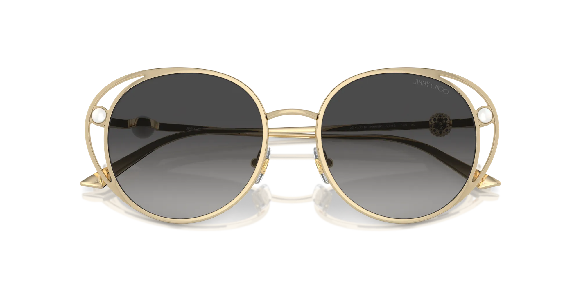 Jimmy Choo JC4003HB 30068G Occhiali da sole Metallo Oro Grigio Rotonda Normale Sfumato - immagine 2