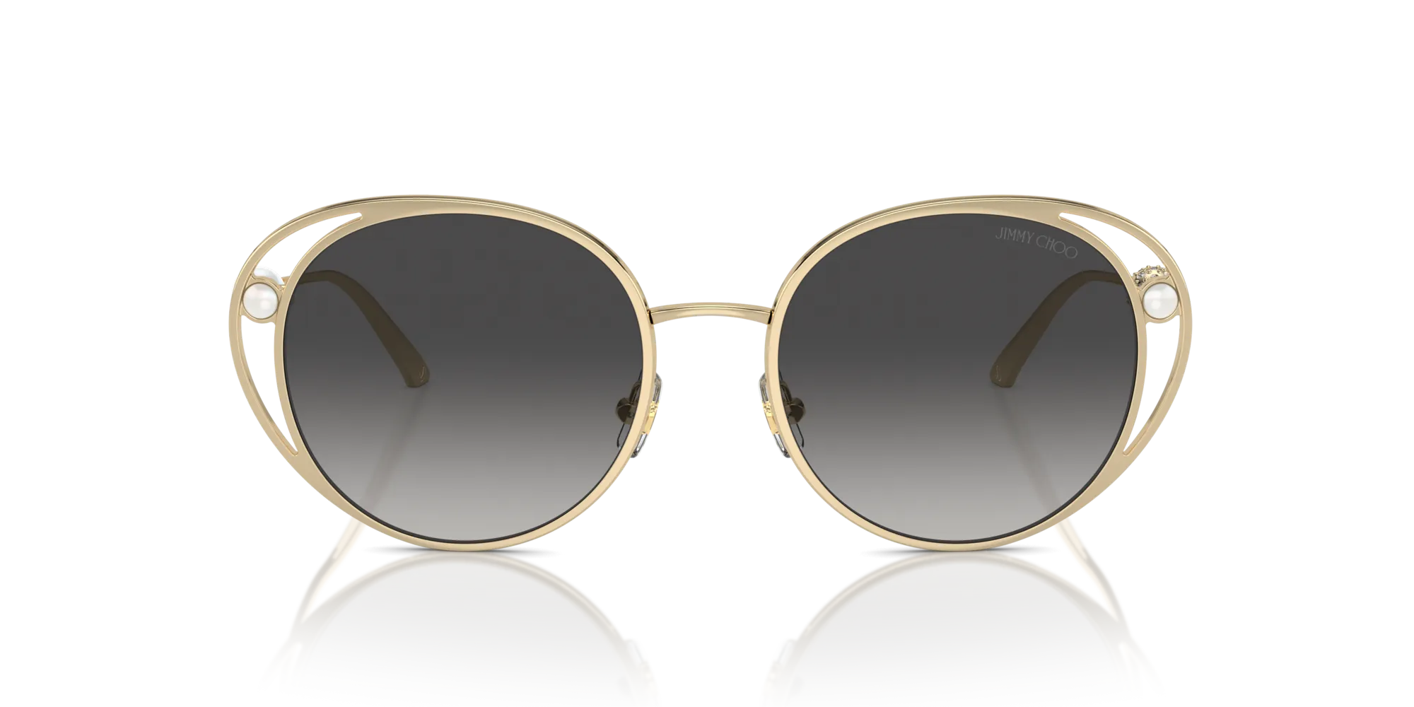 Jimmy Choo JC4003HB 30068G Occhiali da sole Metallo Oro Grigio Rotonda Normale Sfumato - immagine 3
