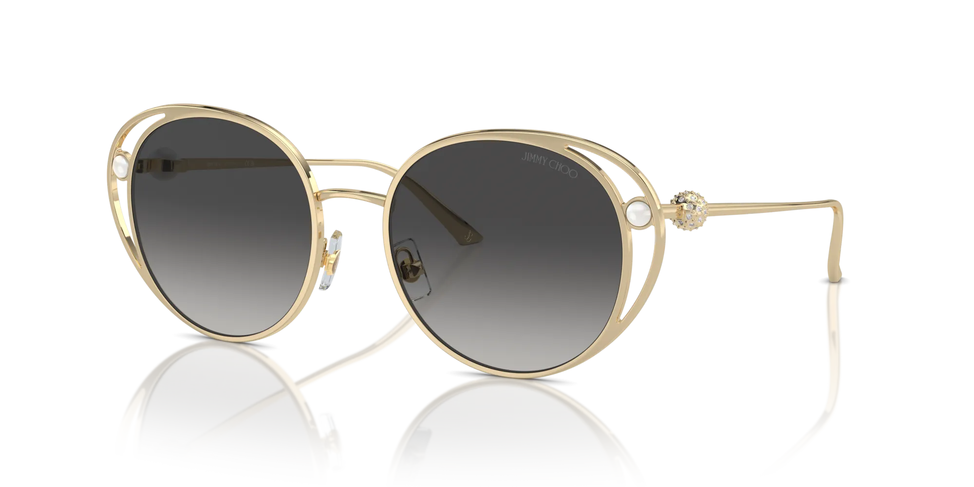 Jimmy Choo JC4003HB 30068G Occhiali da sole Metallo Oro Grigio Rotonda Normale Sfumato - immagine 4