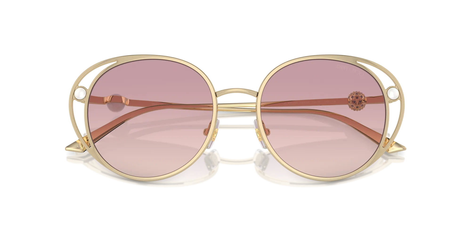 Jimmy Choo JC4003HB 300668 Occhiali da sole Metallo Oro Rosa Rotonda Normale Sfumato - immagine 2