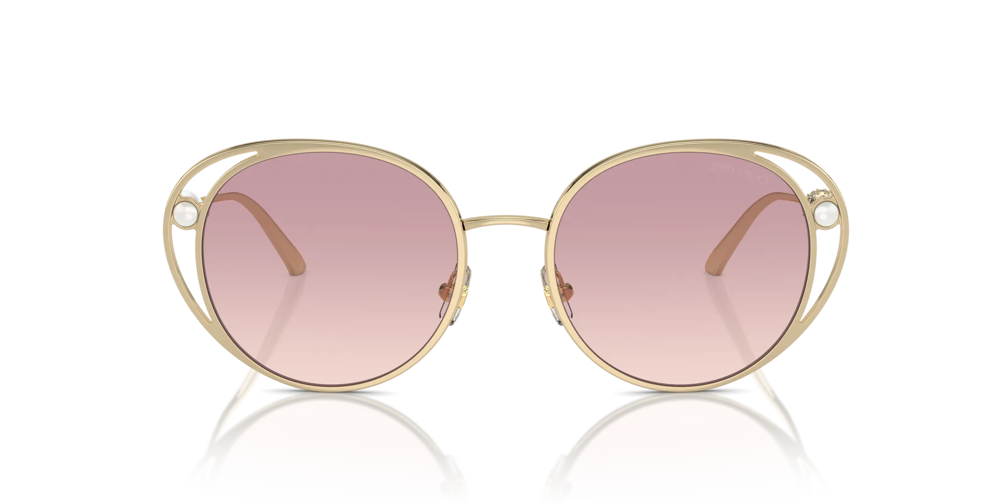 Jimmy Choo JC4003HB 300668 Occhiali da sole Metallo Oro Rosa Rotonda Normale Sfumato - immagine 3