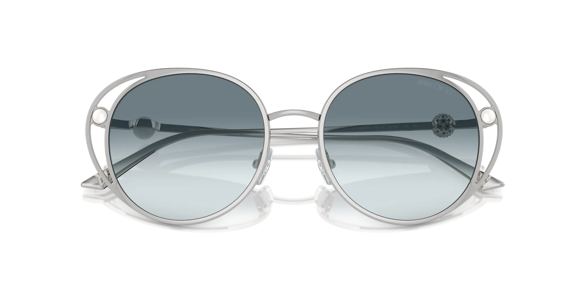 Jimmy Choo JC4003HB 300219 Occhiali da sole Metallo Argento Blu Rotonda Normale Sfumato - immagine 2
