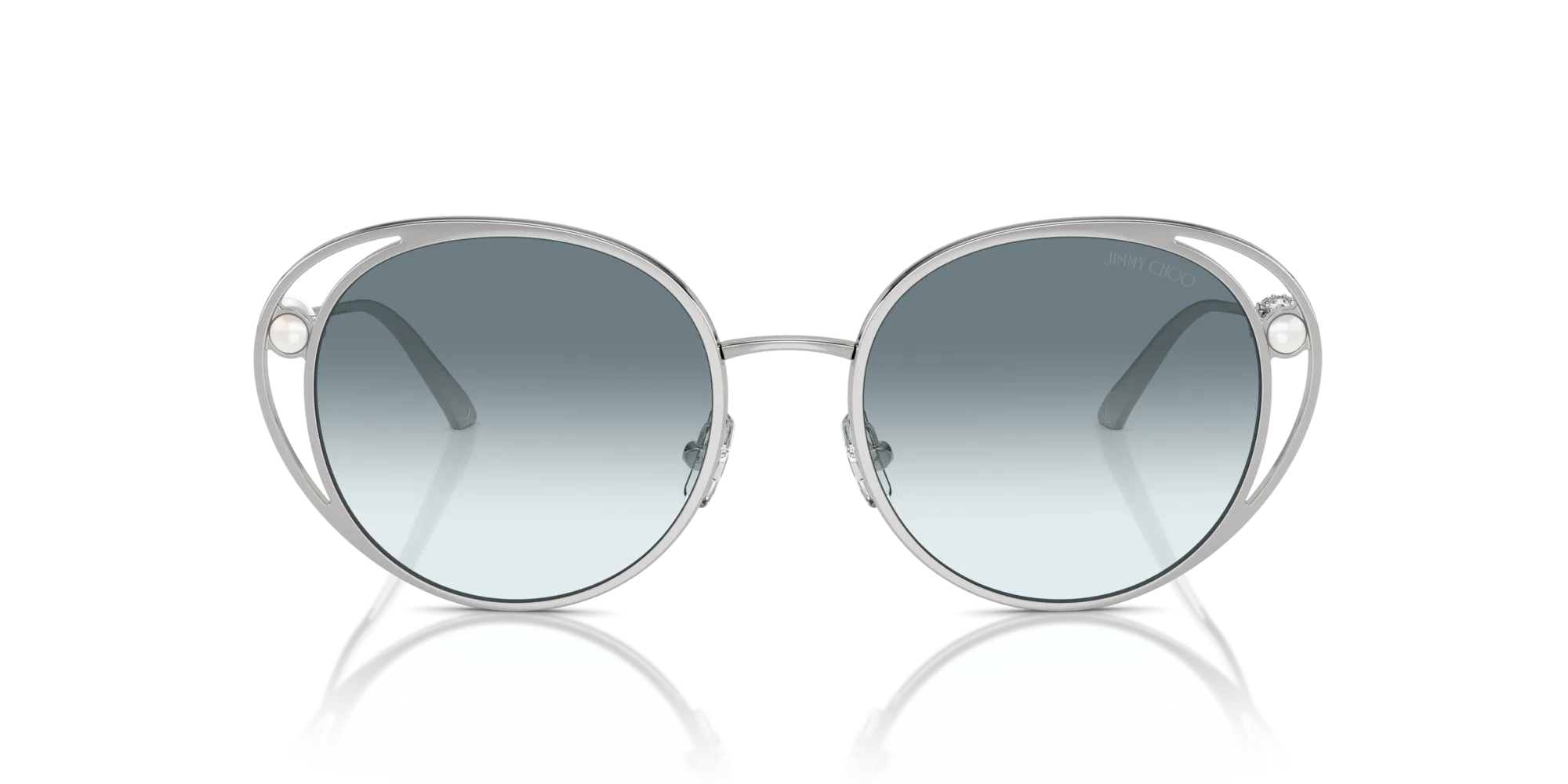 Jimmy Choo JC4003HB 300219 Occhiali da sole Metallo Argento Blu Rotonda Normale Sfumato - immagine 3