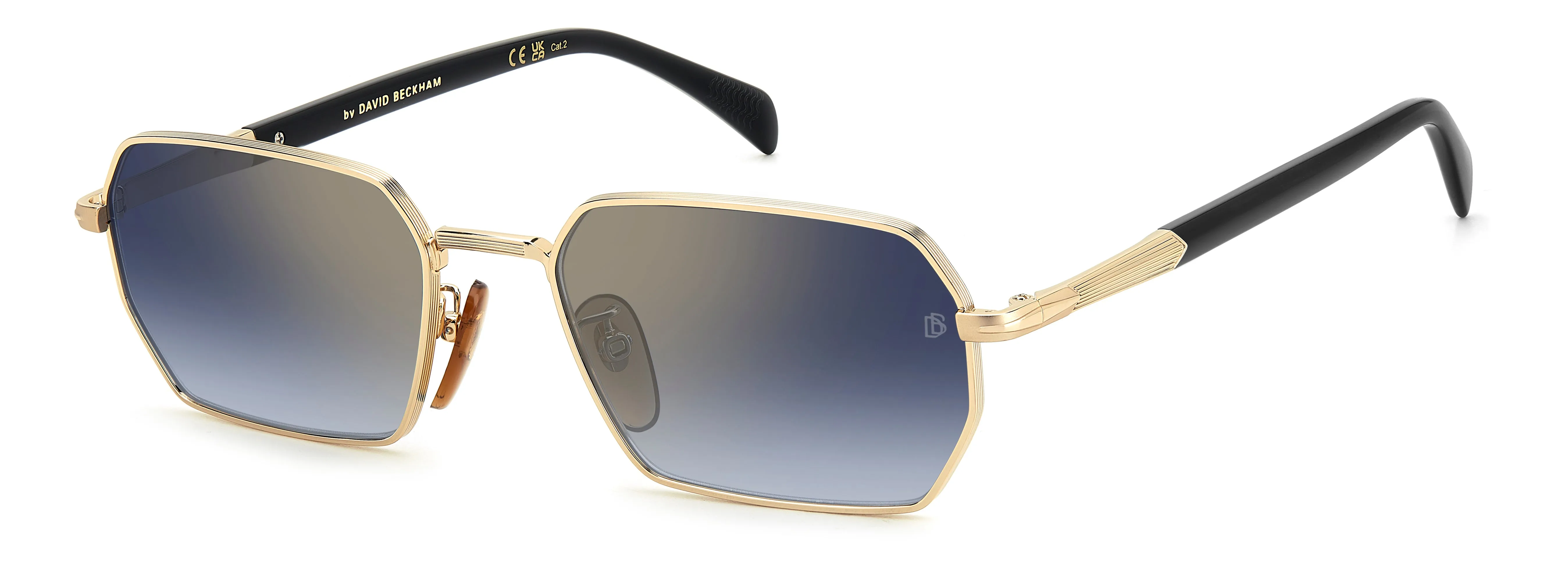 DAVID BECKHAM DB 1174/S RHL/1V Occhiali da sole Metallo Oro Blu Squadrata Normale Specchiato - immagine 1