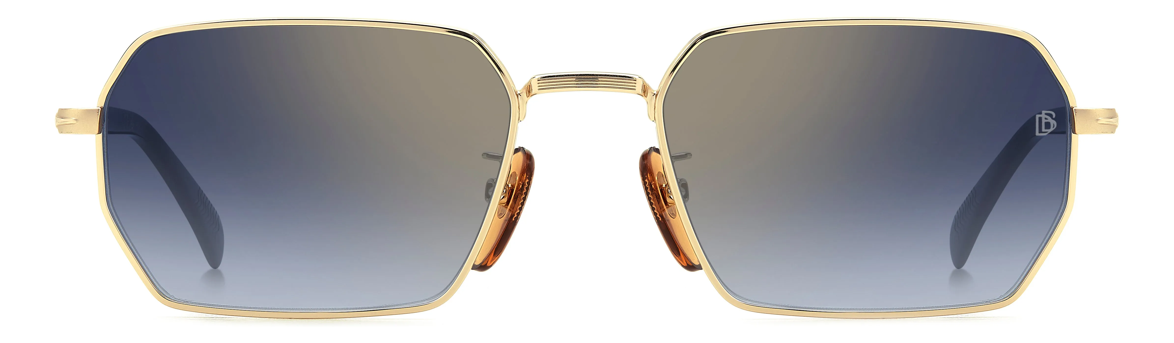 DAVID BECKHAM DB 1174/S RHL/1V Occhiali da sole Metallo Oro Blu Squadrata Normale Specchiato - immagine 2