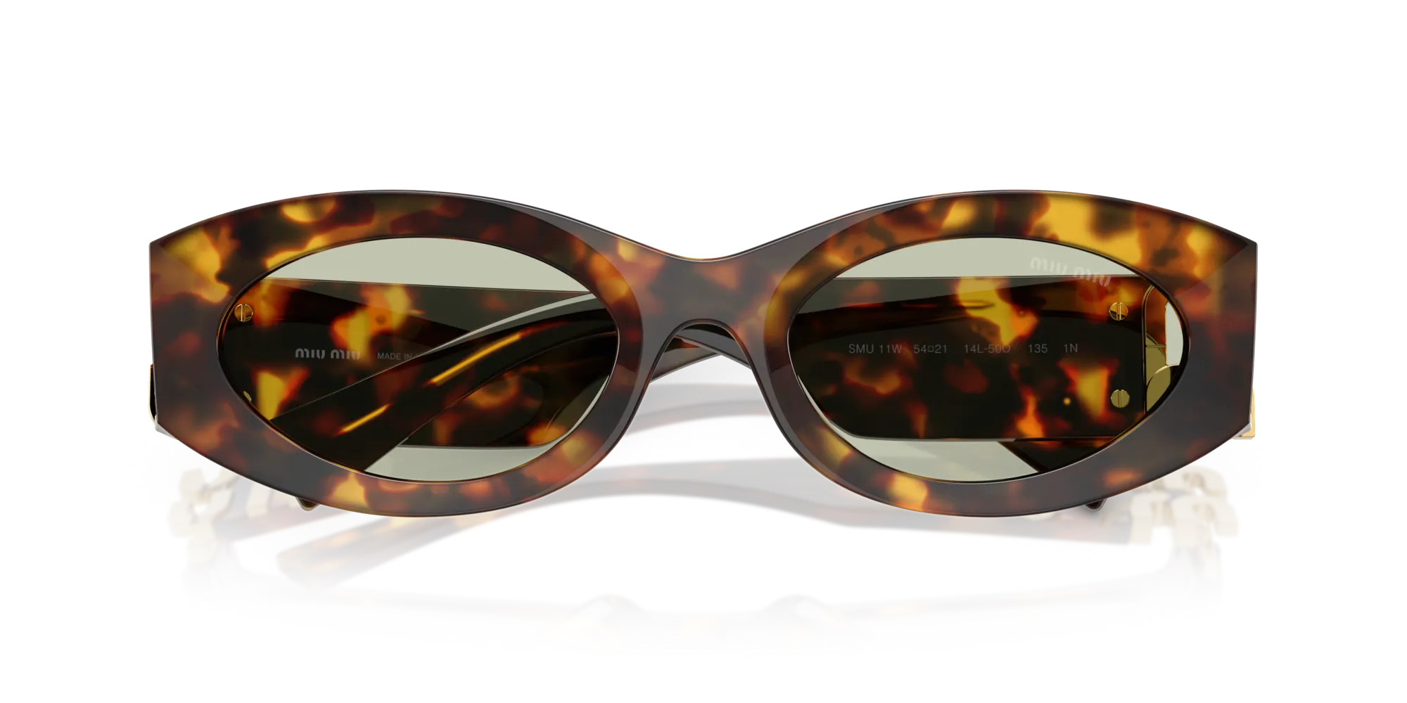 Miu Miu MU 11WS 0MU 11WS 14L50O Occhiali da sole Acetato Tartaruga Verde Rotonda Normale - immagine 2