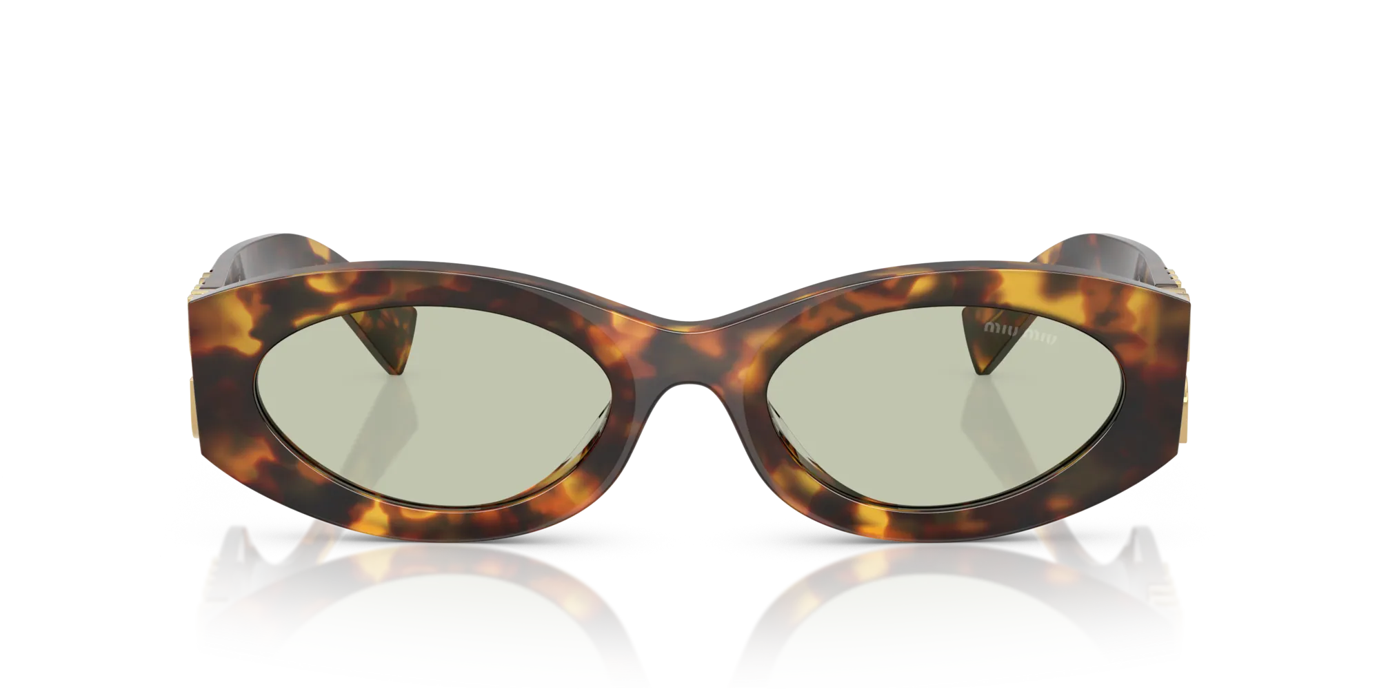 Miu Miu MU 11WS 0MU 11WS 14L50O Occhiali da sole Acetato Tartaruga Verde Rotonda Normale - immagine 3