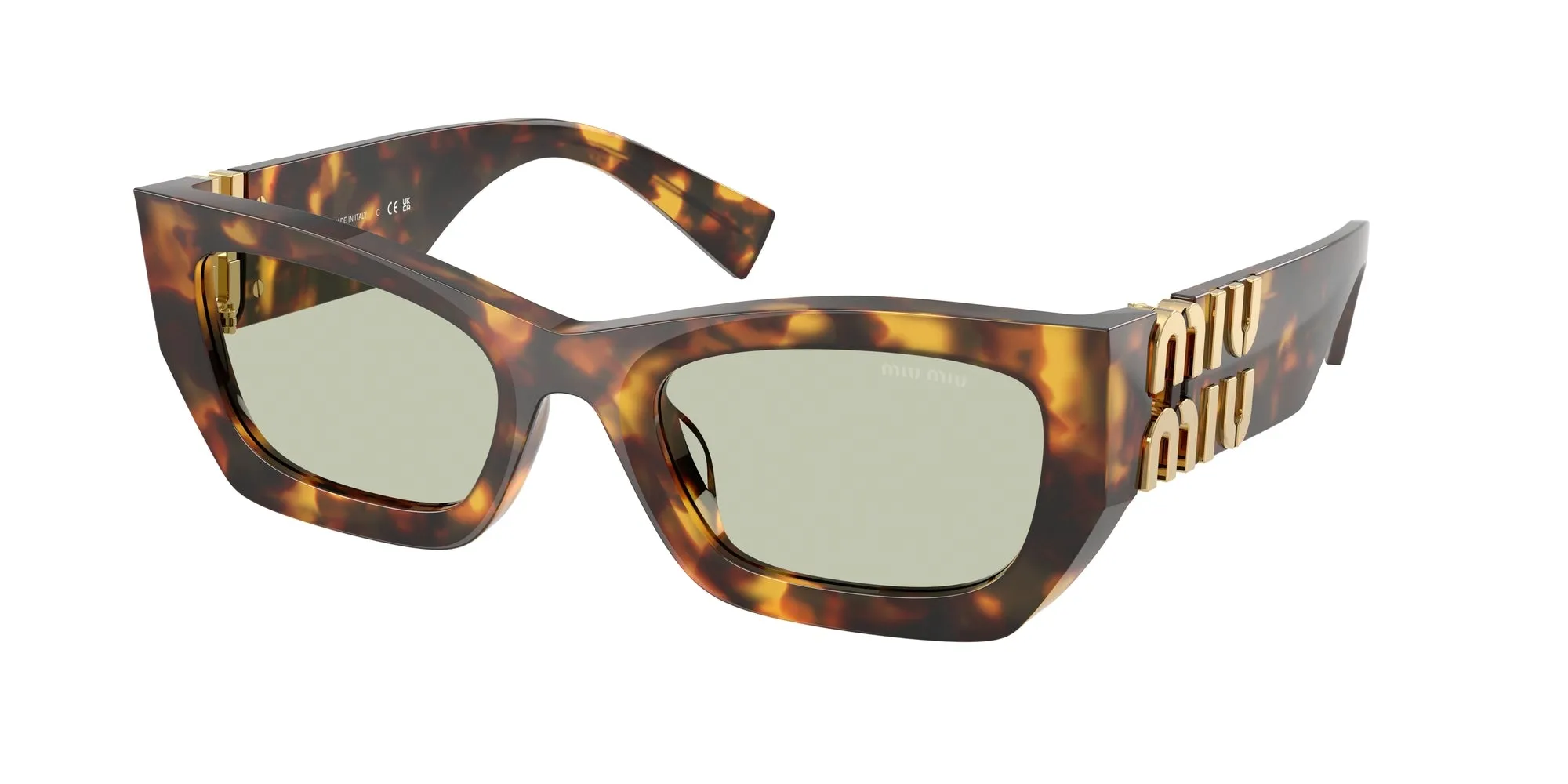 Miu Miu MU 09WS 14L50O Occhiali da sole Acetato Tartaruga Verde Squadrata Normale - immagine 1