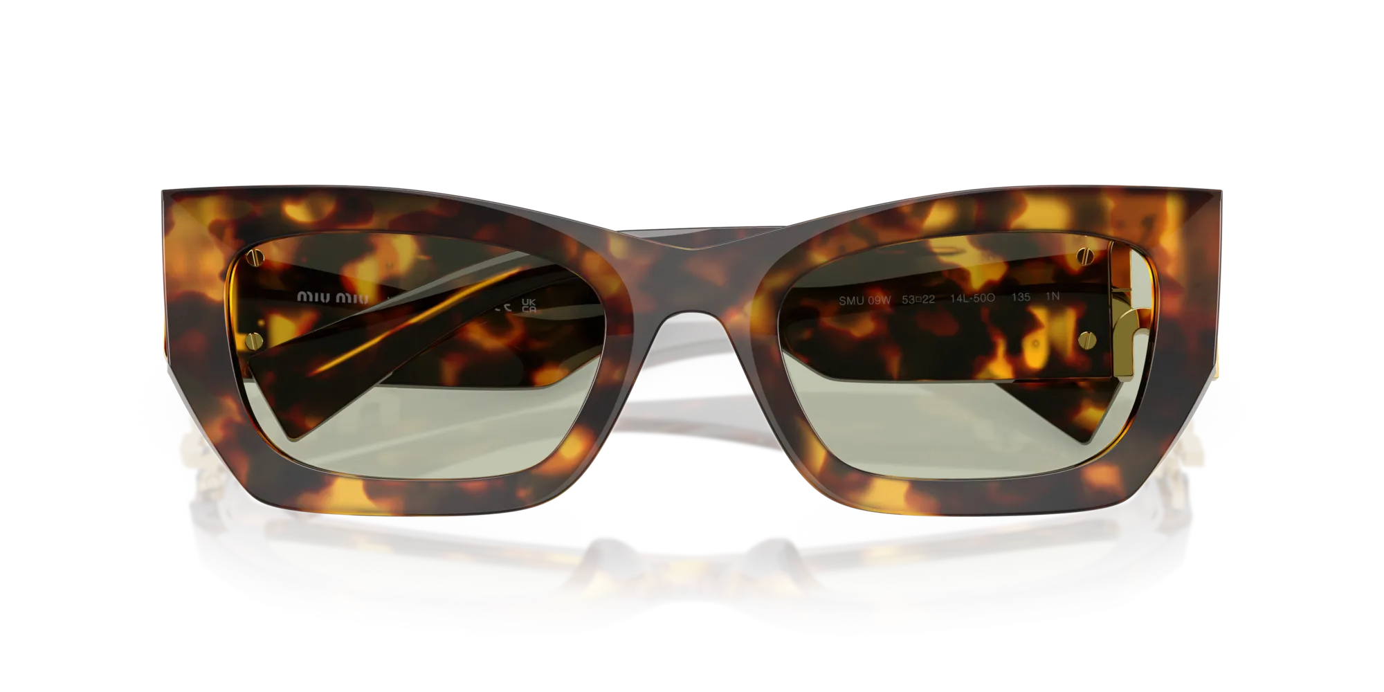 Miu Miu MU 09WS 14L50O Occhiali da sole Acetato Tartaruga Verde Squadrata Normale - immagine 2