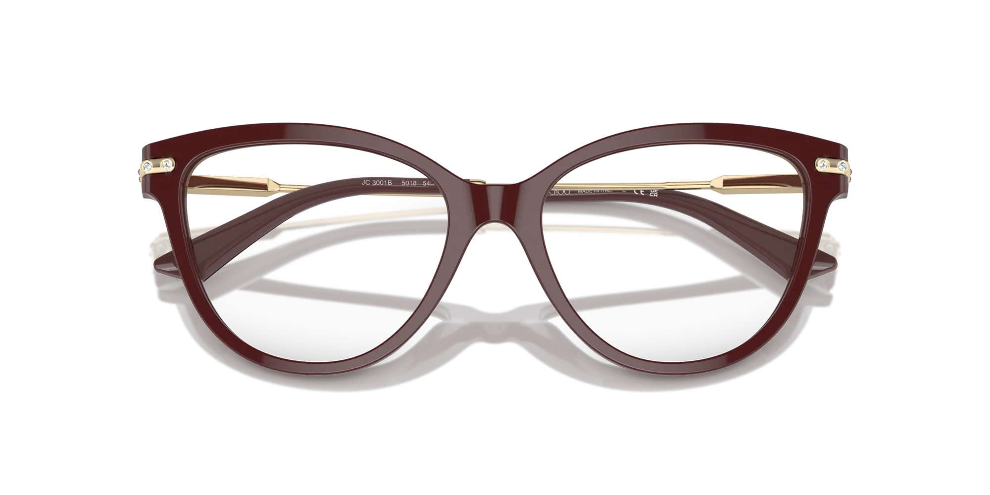 Jimmy Choo JC3001B 5018 Montature da vista Acetato Rosso Cat Eye - immagine 2