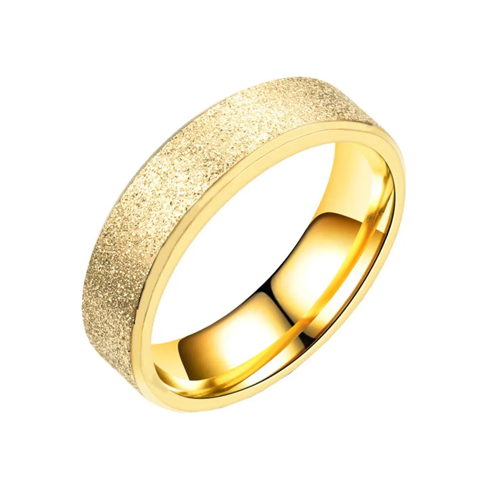PAURO Squillare Donna Acciaio Inossidabile Oro 6MM Impilabile Nozze Banda Squillare Sabbiare Finire Taglia 7 - immagine 1