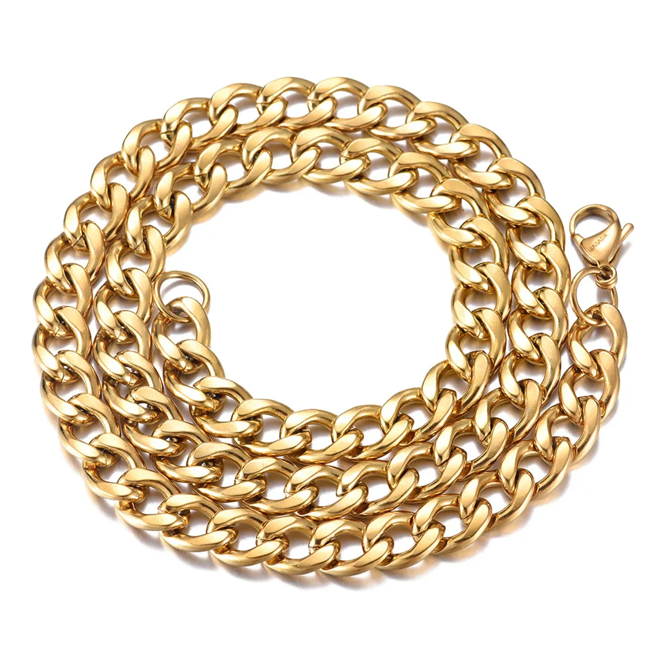 MASADA Collana da uomo in acciaio inossidabile, da fine a massiccia, catena larga in argento e oro - immagine 4