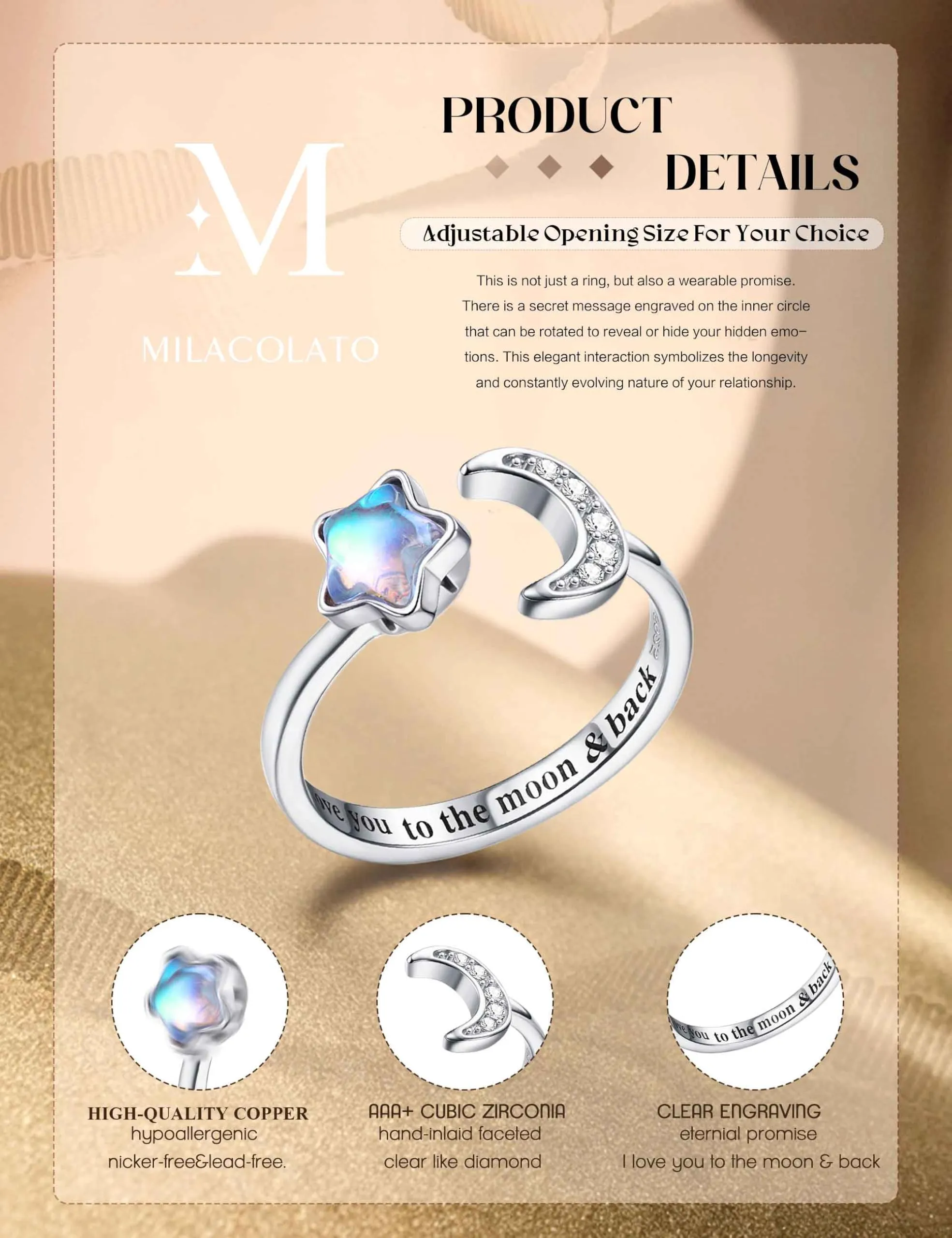 MILACOLATO Anello Antistress Regolabile Donna - immagine 2