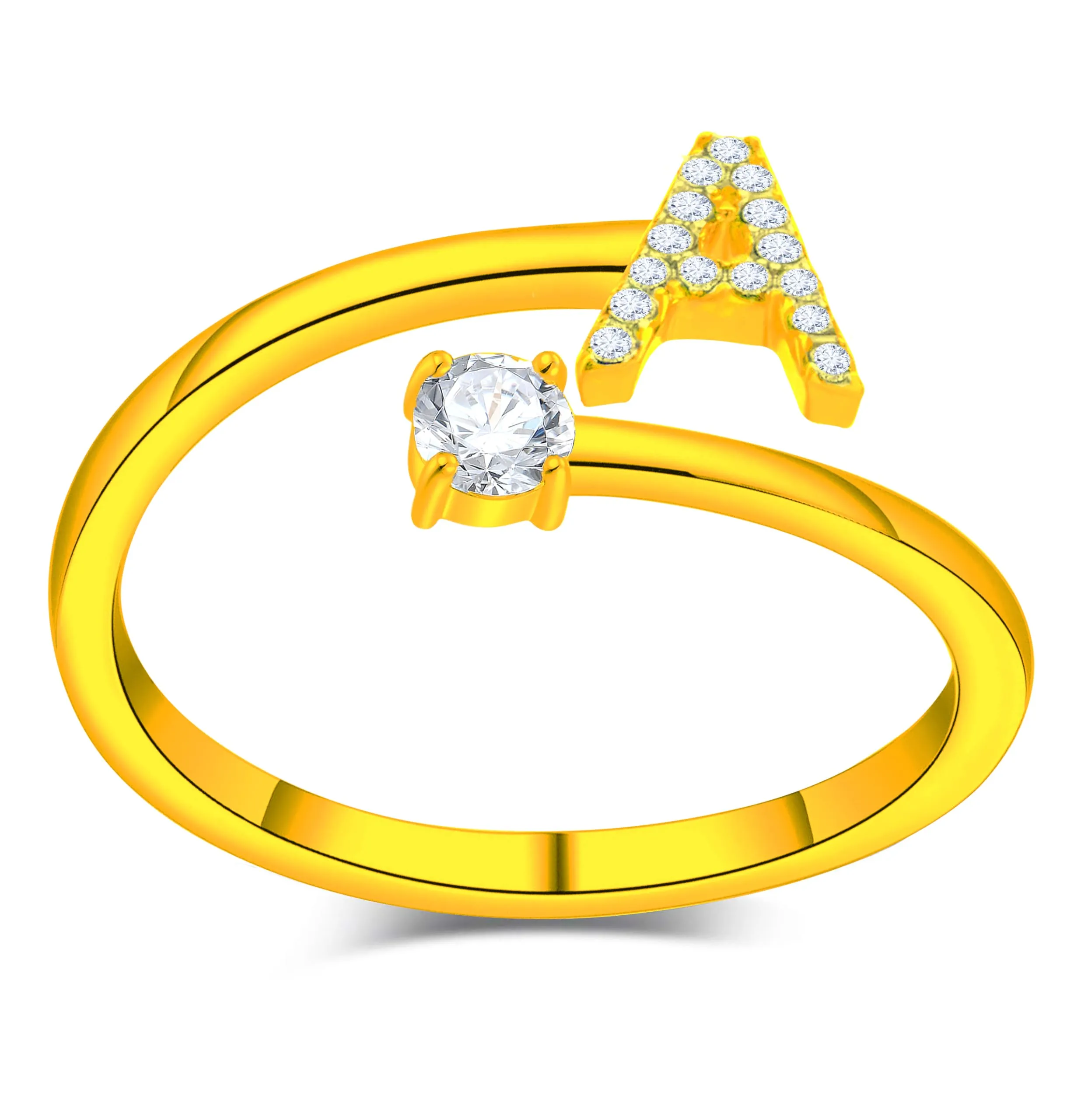 Only faith Anelli con lettera iniziale regolabile per le donne, con brillanti di zirconi, acciaio inossidabile, anelli con lettera aperta per gioielli di moda da donna - immagine 1