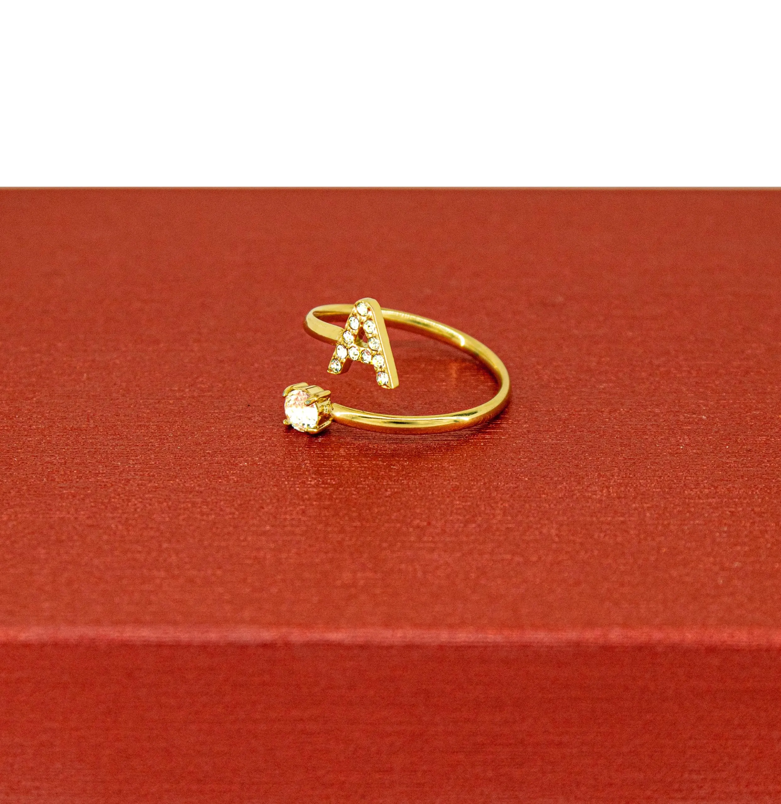 Only faith Anelli con lettera iniziale regolabile per le donne, con brillanti di zirconi, acciaio inossidabile, anelli con lettera aperta per gioielli di moda da donna - immagine 2