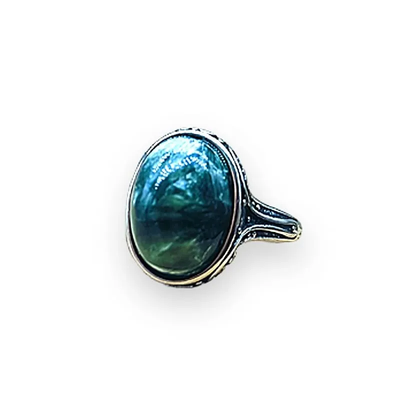 TENET - Anello Regolabile in Bronzo con pietra dura (SERAFINITE) - immagine 1