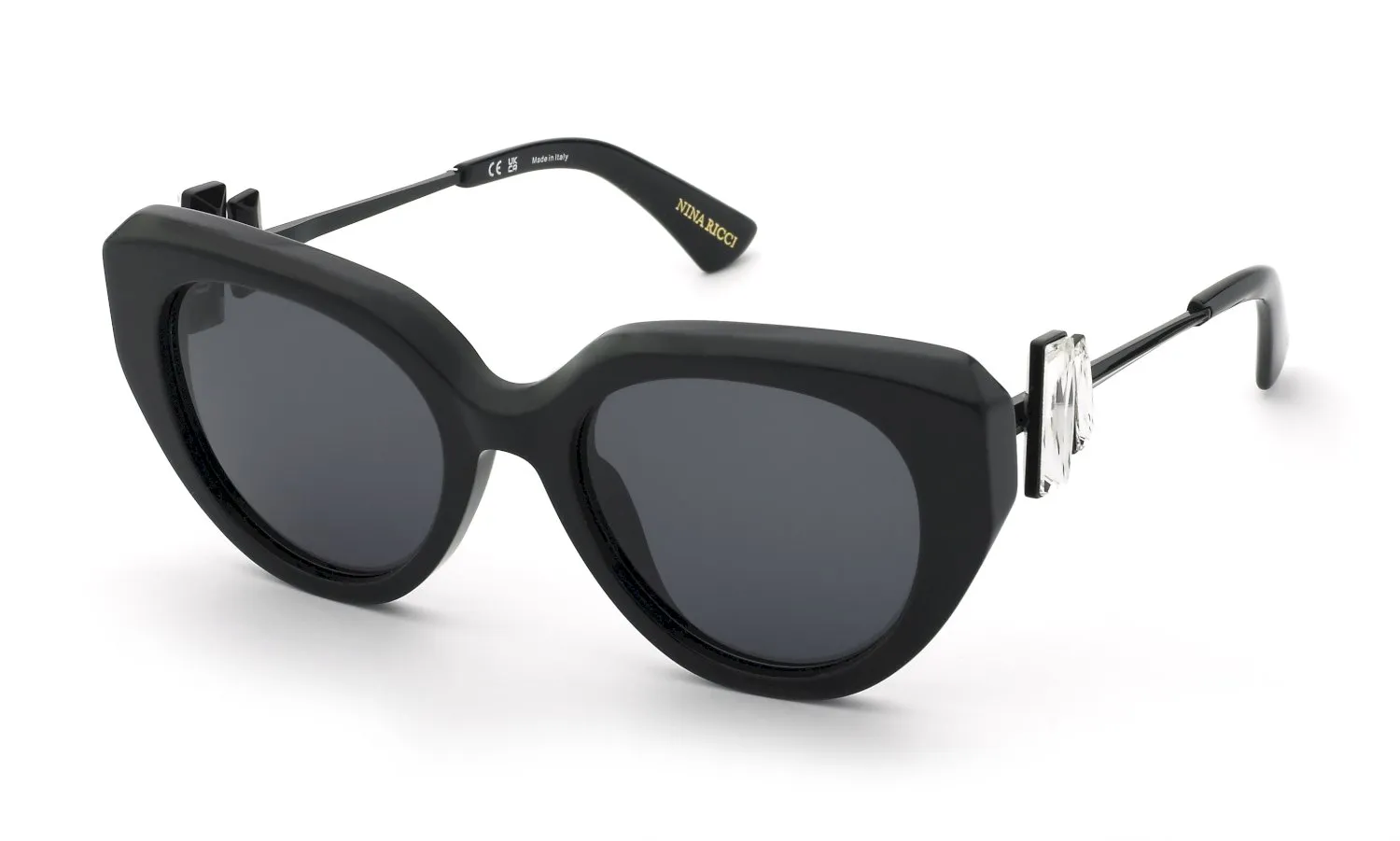 Nina Ricci SNR404S 700S Occhiali da sole Acetato Nero Fumo Farfalla Normale - immagine 1